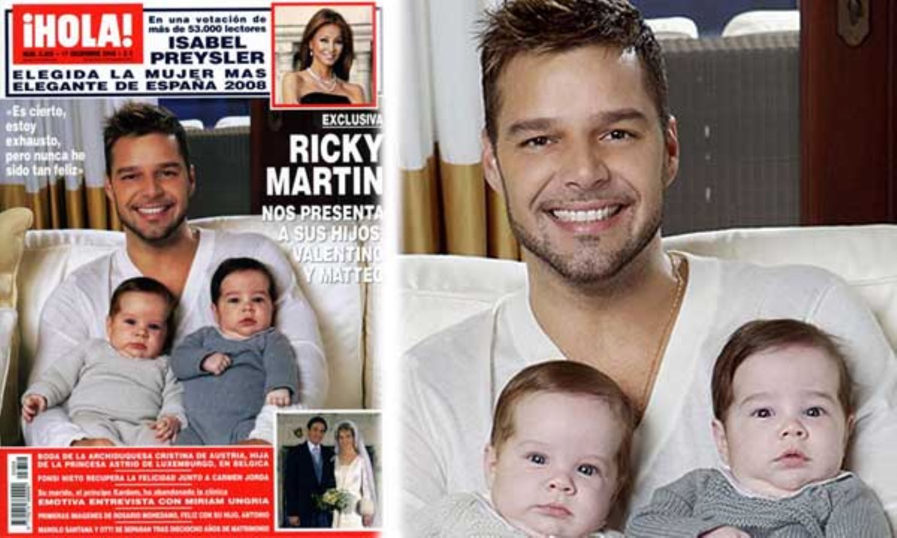 Ricky Martin presenta a sus gemelos Mateo y Valentino en portada de