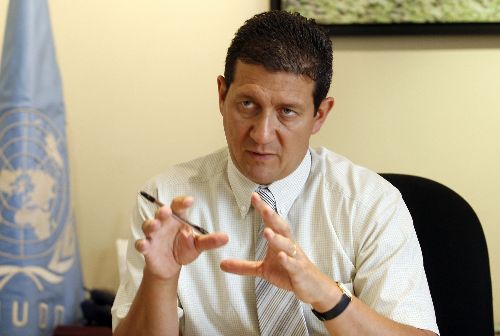 El representante de la Oficina de las Naciones Unidas contra la Droga y el Delito (ONUDD), Flavio Mirella, en entrevista con Andina. Foto: ANDNA/Stephanie Zollner.