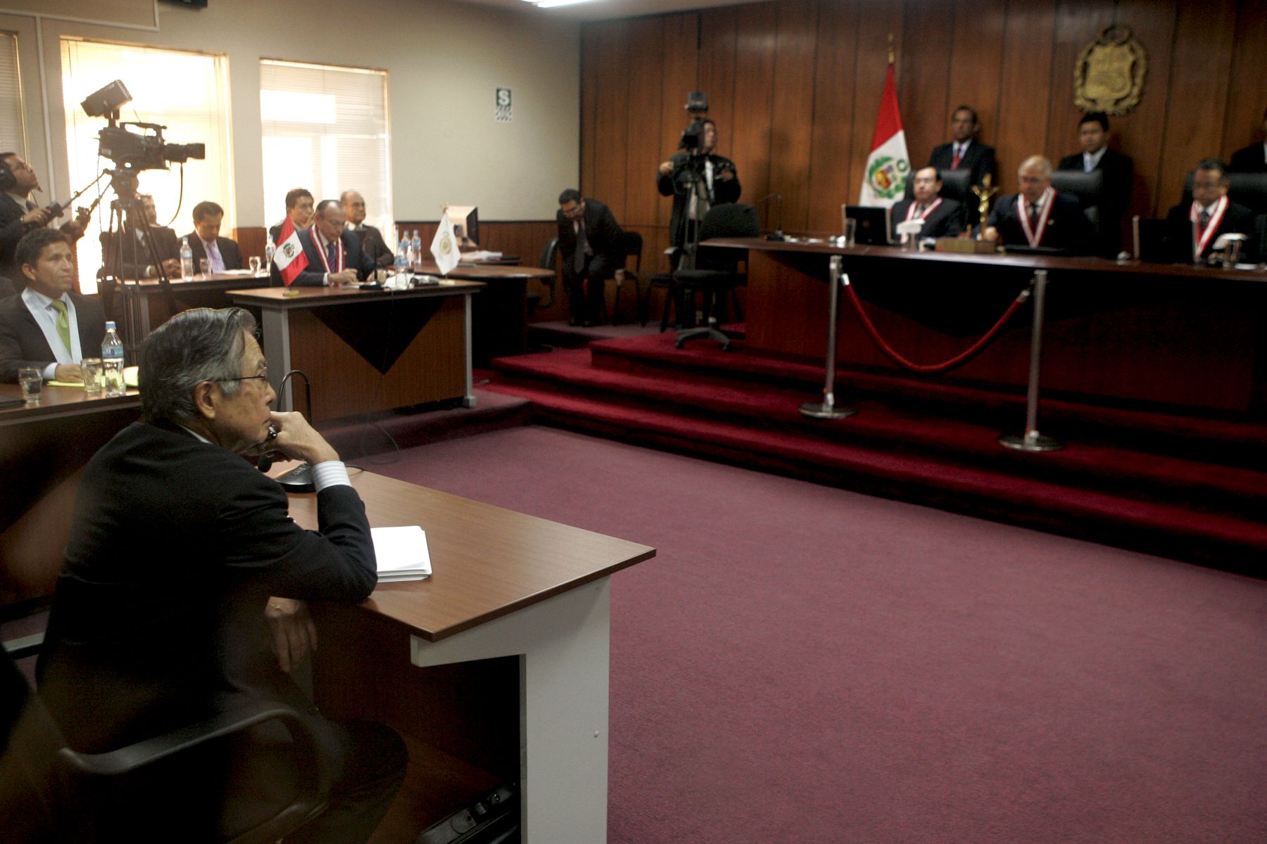 Three judge panel renders a verdict today in the trial of former Peruvian president Alberto Fujimori. Photo: ANDINA / Rafael Cornejo.