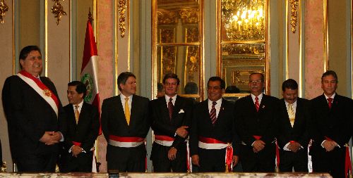 Presidente Alan Garcia durante la juramentaciòn del nuevo gabinete. Foto: ANDINA / Vidal Tarqui
