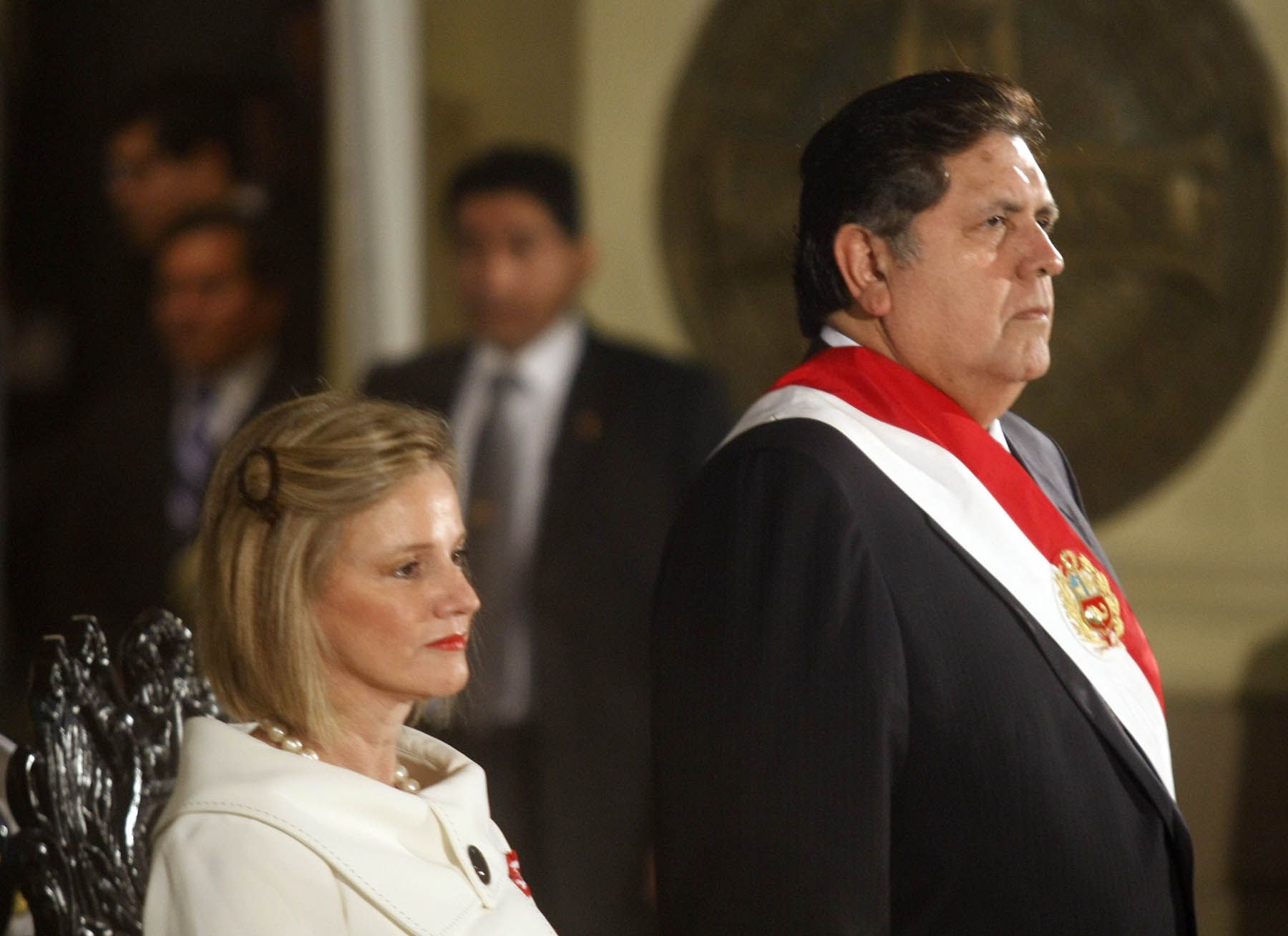 President Alan Garcia and his wife Pilar Nores attending the traditional Te Deum Mass at the Cathedral of Lima. Photo: ANDINA/ Juan Carlos Guzmán Negrini.