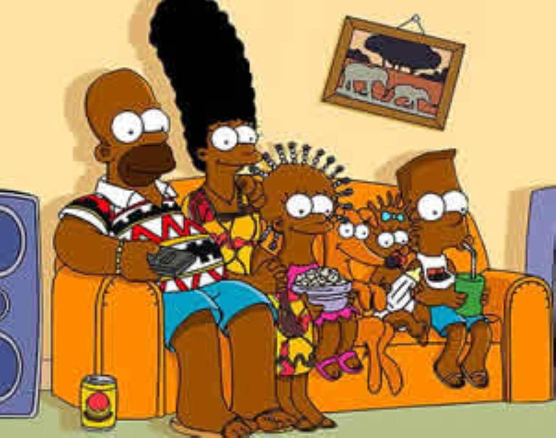 Los Simpsons se transforman en africanos para estrenar la serie en Angola.