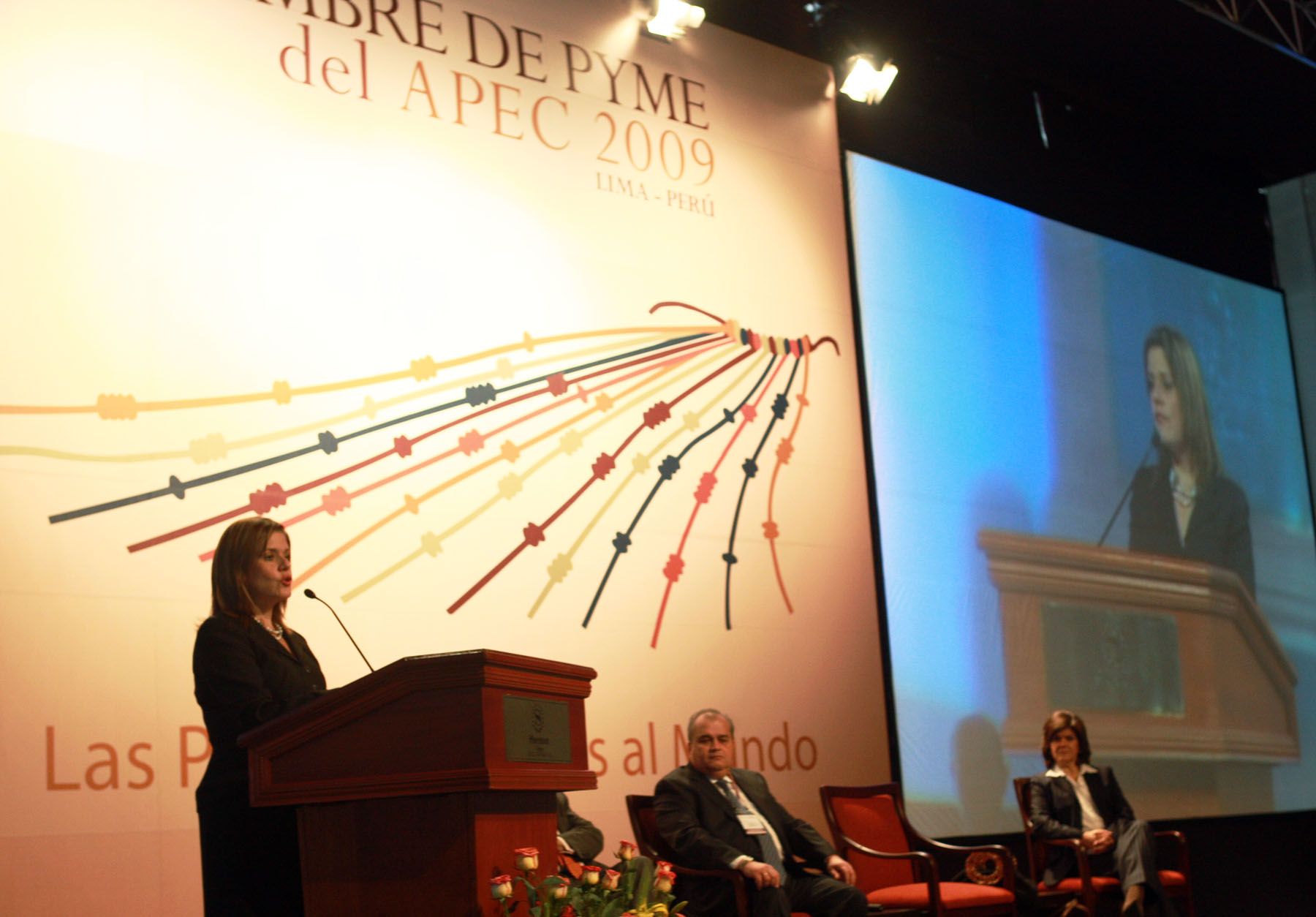 La ministra de la Producción Mercedes Aráoz, inauguró la Cumbre de PYME del APEC 2009.
Foto:ANDINA/Carlos Lezama