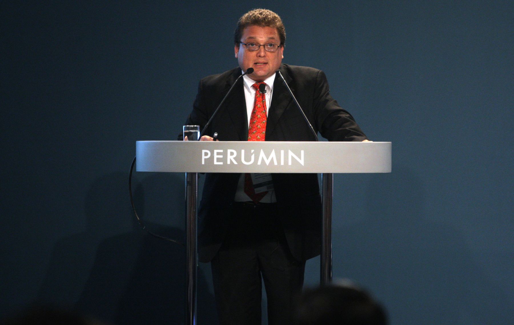 Miguel Santillana, expone en  el marco de la Convención Minera Perumin en la ciudad de Arequipa.
Foto: ANDINA/Jack Ramón