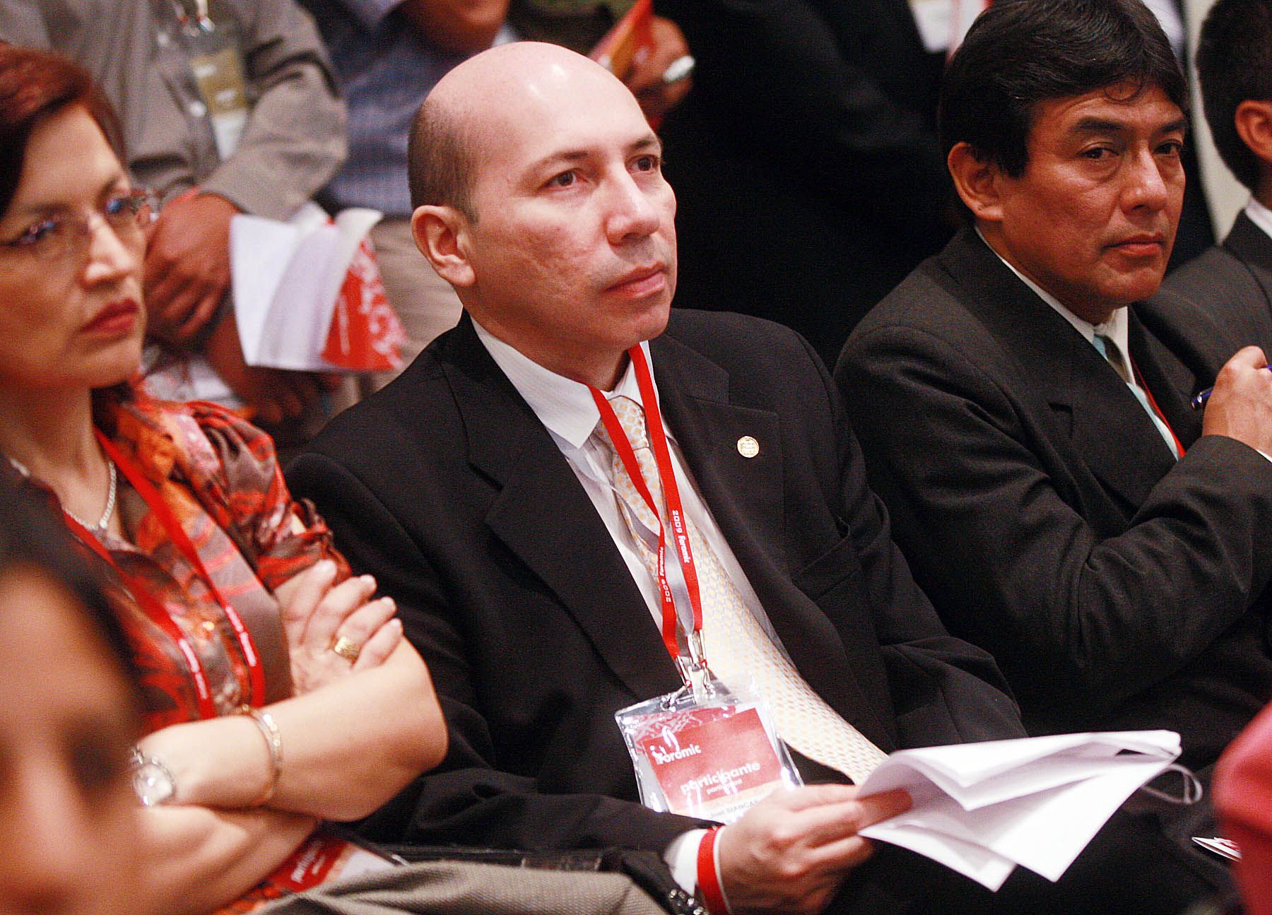 Joel Siancas, presidente de la Caja Municipal de Sullana, en el XII Foro Interamericano de la Microempresa (Foromic), en la ciudad de Arequipa. Foto: ANDINA/Carlos Lezama.