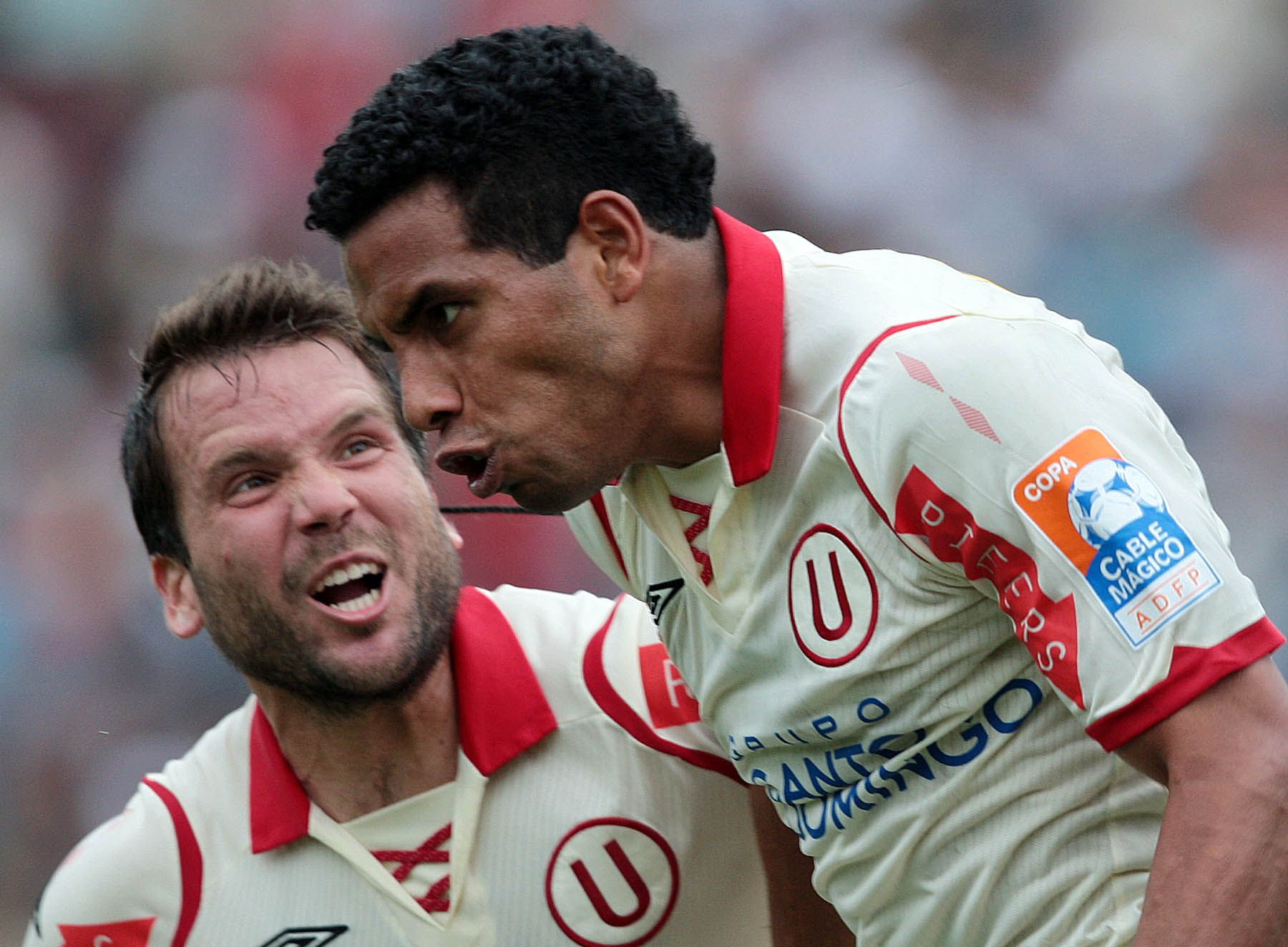 Piero Alva celebrates his goal for Universitario. Photo: ANDINA/Carlos Lezama