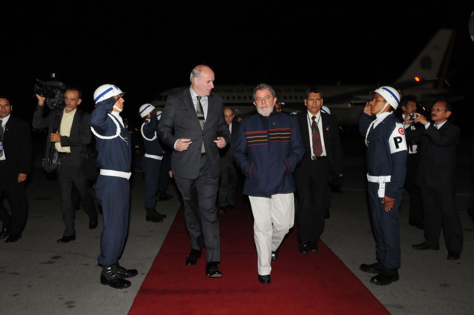 Llegada de presidente brasileño Lula da Silva al Perú. Foto: Cancillería.´