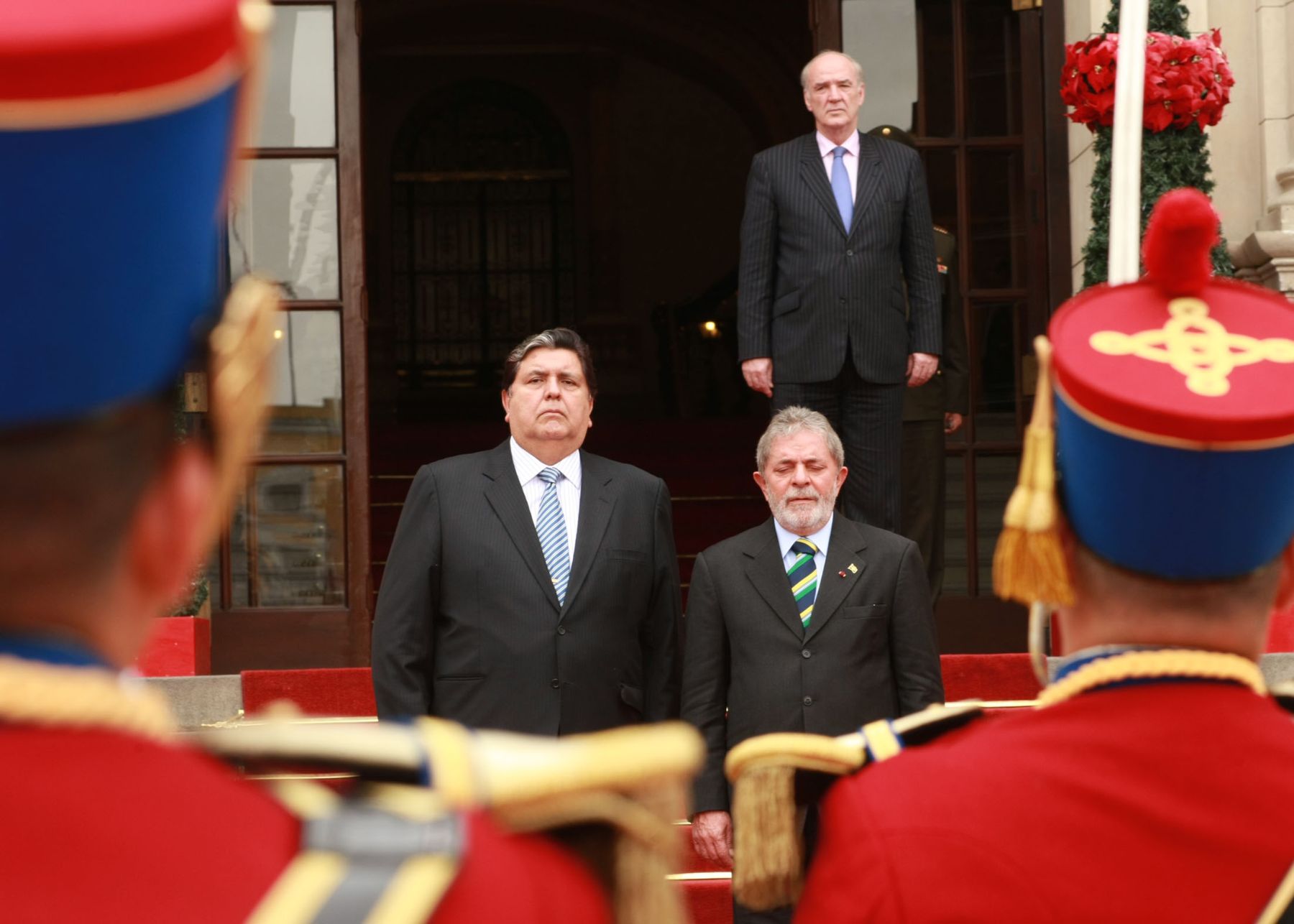 El presidente de la República, Alan García, recibió a su homólogo brasileño Luiz Inácio Lula de Silva en Palacio de Gobierno. Foto: Sepres.