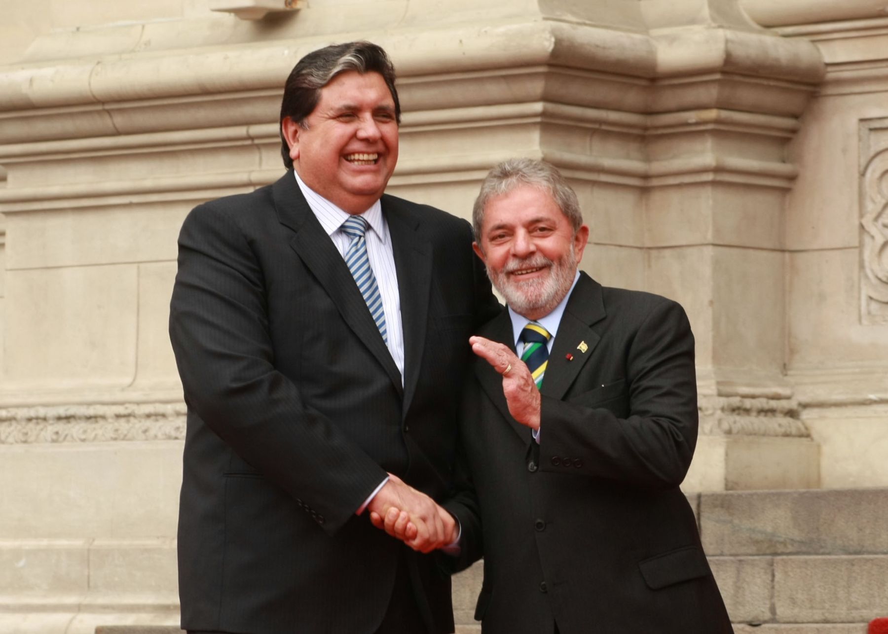 El presidente de la República, Alan García, recibió a su homólogo brasileño Luiz Inacio Lula de Silva en Palacio de Gobierno. Foto: Sepres.