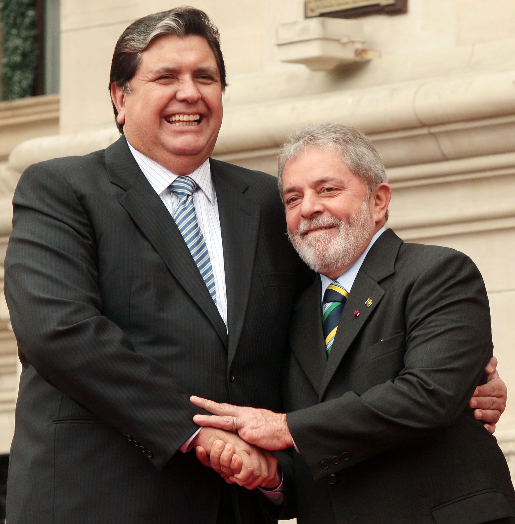 El presidente de la República, Alan García, recibió a su homólogo brasileño Luiz Inácio Lula de Silva en Palacio de Gobierno. Foto:ANDINA/Carlos Lezama
