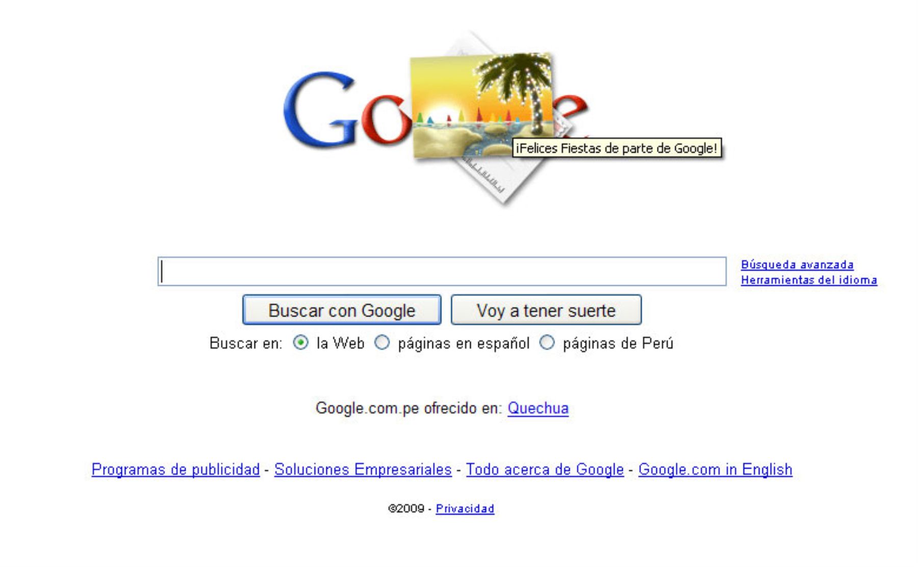 Google desea Feliz Navidad a los internautas.