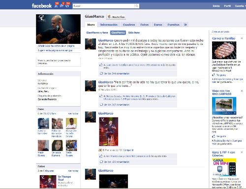 Cuenta de Facebook del cantante peruano GianMarco. Foto: Internet