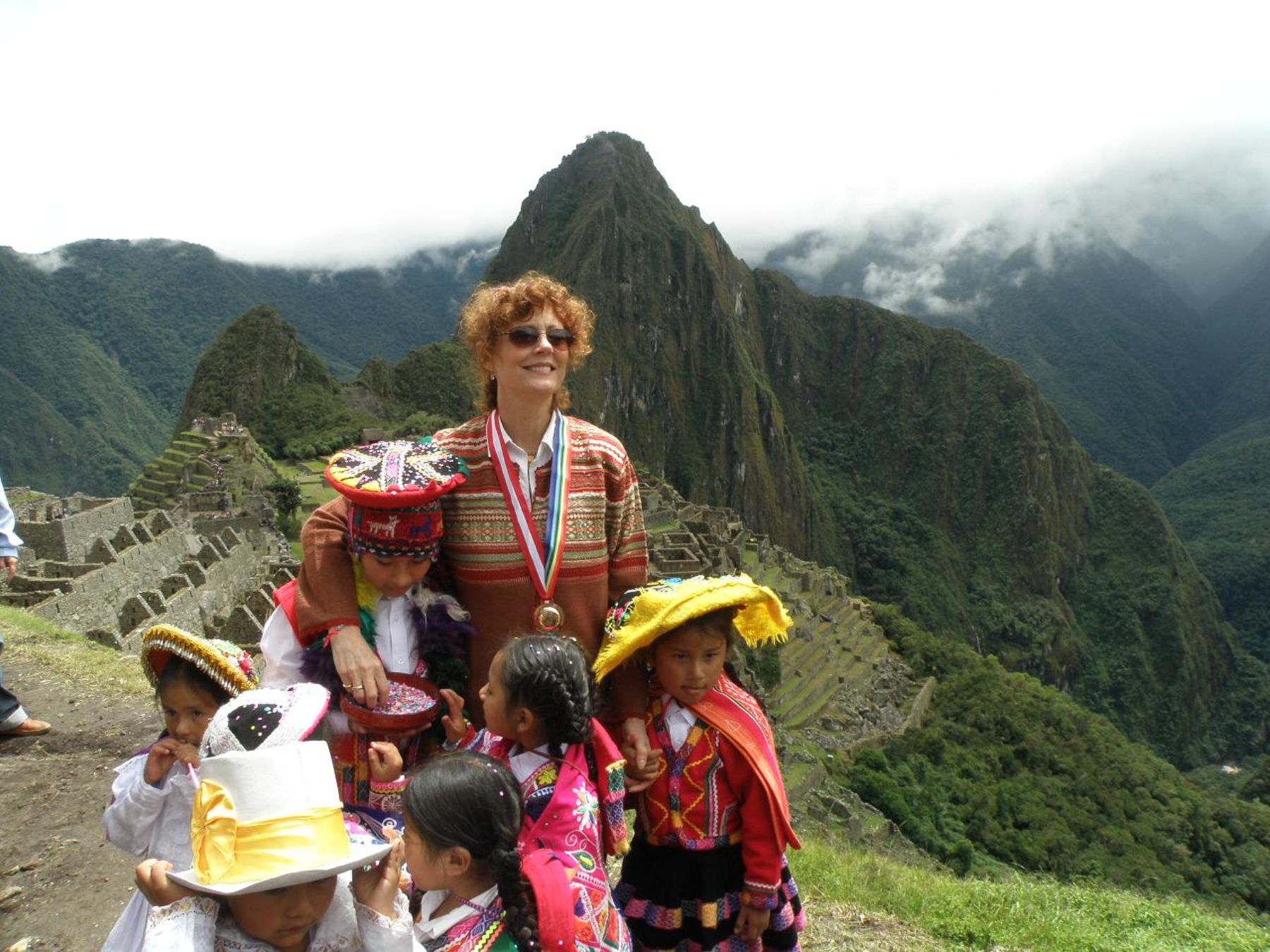 La actriz Susan Sarandon quedó maravillada con la ciudadela Machu Picchu. Foto: ANDINA / Percy Hurtado.