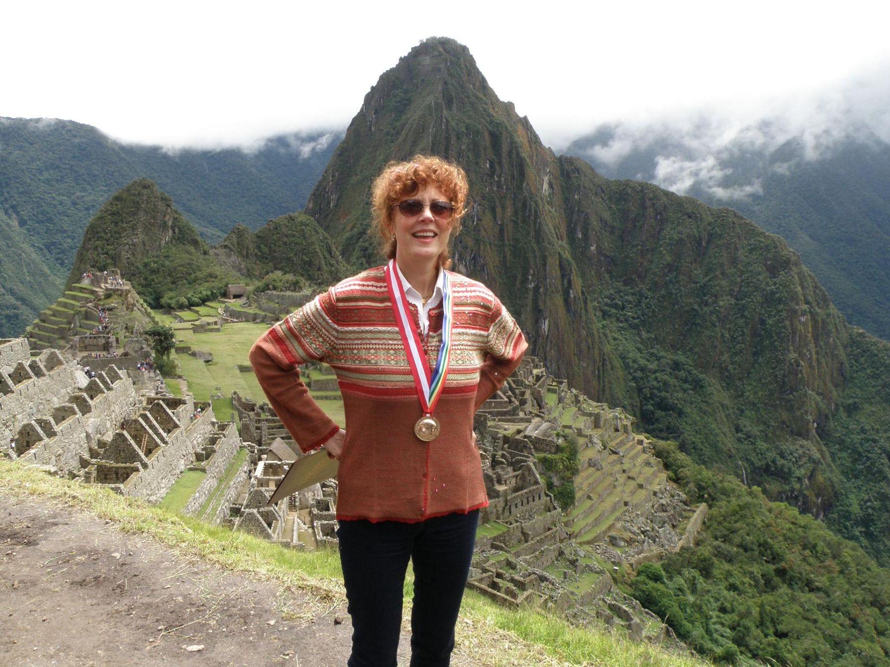 La actriz Susan Sarandon  amadrinó hoy la reapertura de la ciudadela de Machu Picchu al turismo. Foto: ANDINA / Percy Hurtado.