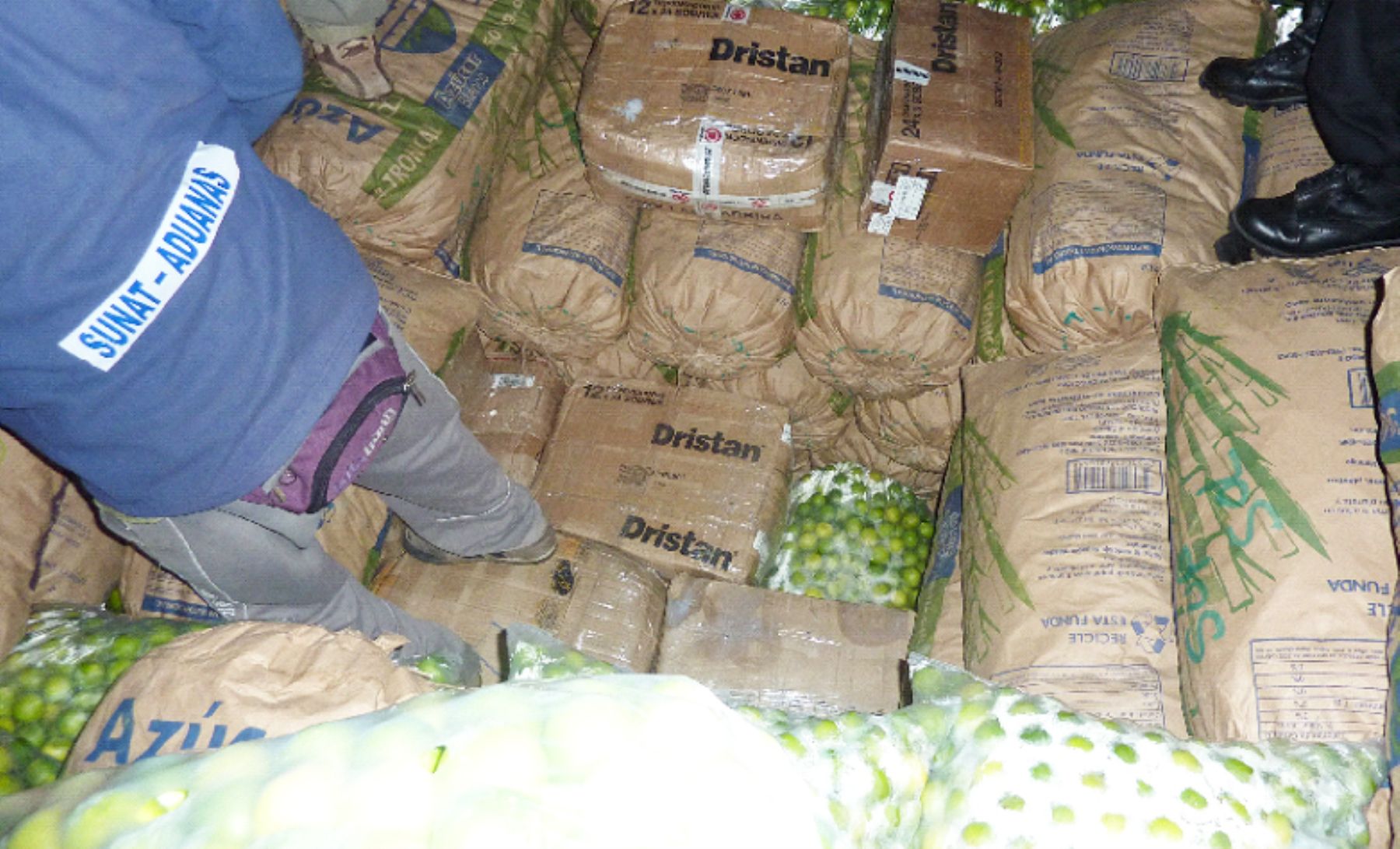 En camión remolque trasportaban medicinas camufladas entre limones. Foto: Sunat.