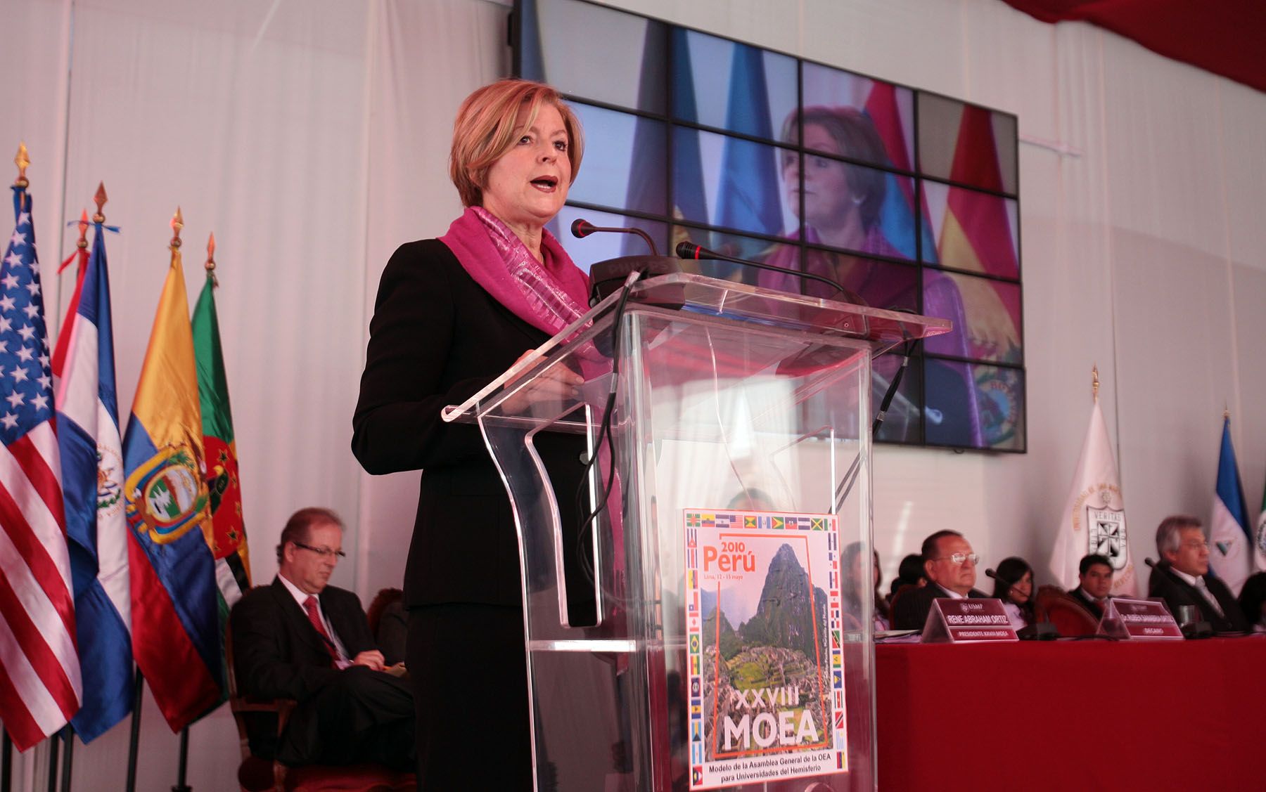 Irene Klinger, Directora del Departamento de Asuntos Internacionales de la OEA ,en la Inauguración del 28 Modelo de la Asamblea General de la Organización de Estados Americanos (MOEA), Foto: ANDINA/Carlos Lezama