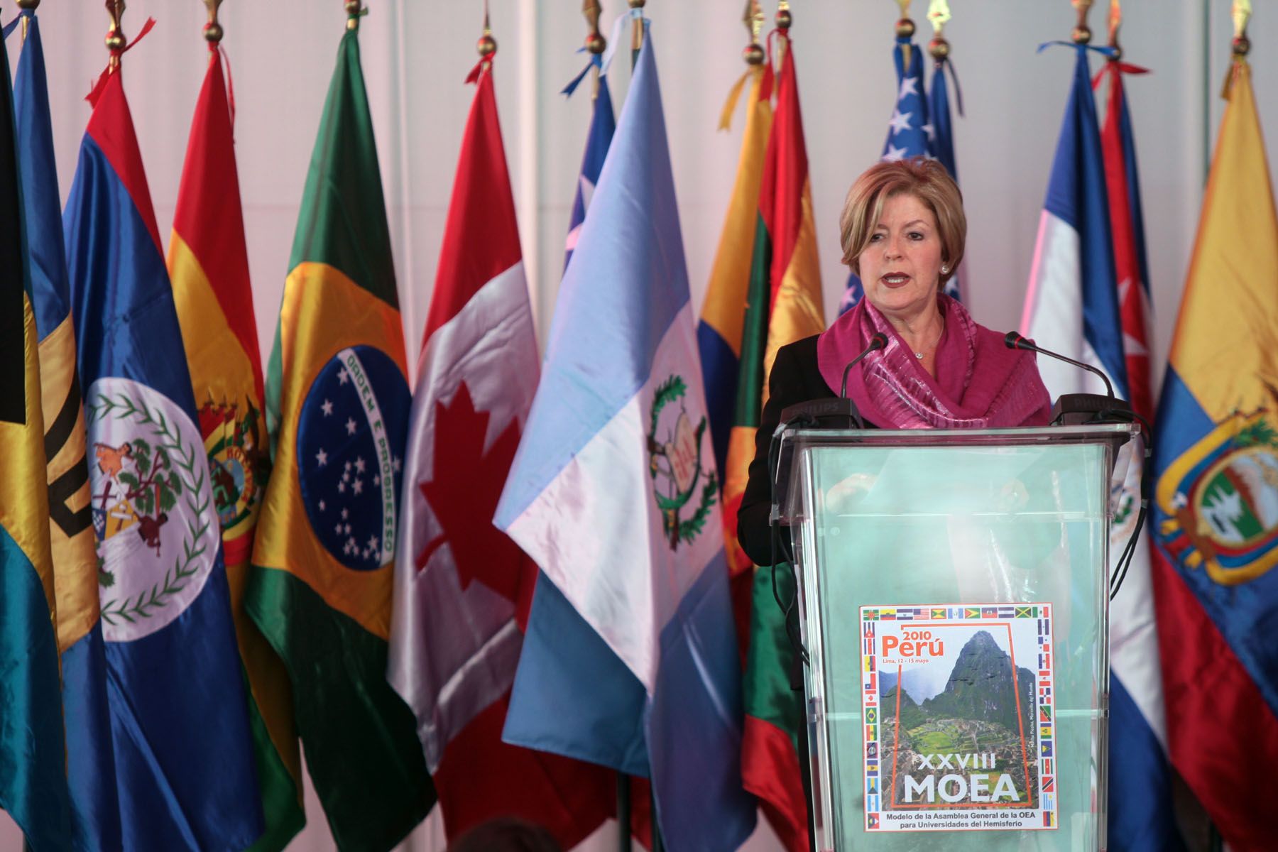 Irene Klinger, Directora del Departamento de Asuntos Internacionales de la OEA ,en la Inauguración del XXVIII Modelo de la Asamblea General de la Organización de Estados Americanos (MOEA), Foto: ANDINA/Carlos Lezama