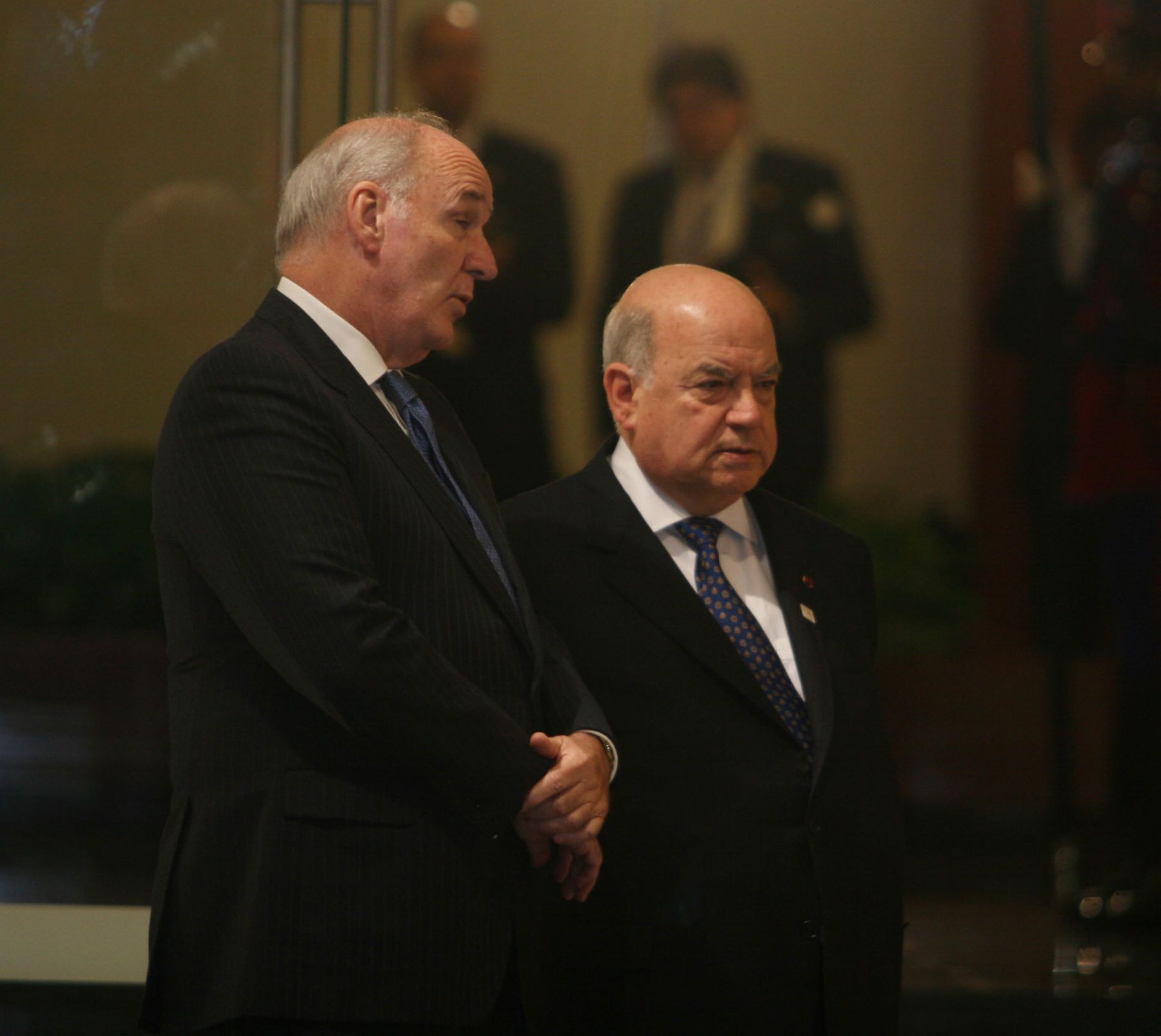 El ministro de Relaciones Exteriores, José Antonio Garcia Belaunde y el secretario general de la OEA, José Miguel Insulza, en el Museo de la Nación momentos antes de la inauguración de la 40 Asamblea General de la OEA. Foto: ANDINA/ Vidal Tarqui
