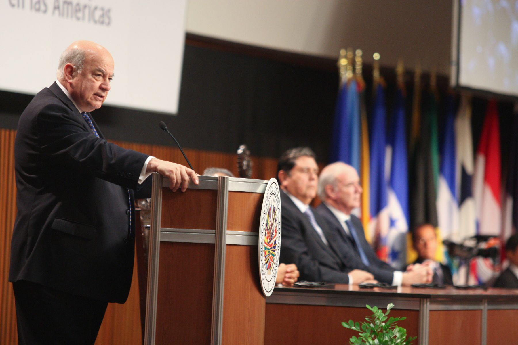 Palabras del Secretario General de la OEA, José Miguel Insulza, durante la ceremonia inaugural de la 40 Asamblea General de la OEA, en el Museo de la Nación. Foto: ANDINA/Piero Vargas