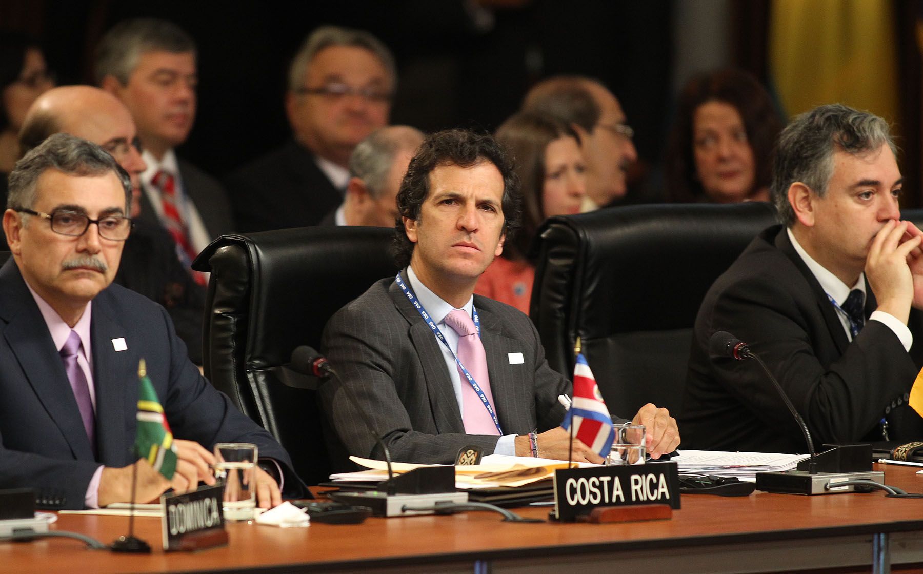 El Canciller de Colombia, Jaime Bermudez Merizalde, en la Primera Sesión Plenaria de la 40 Asamblea General de la OEA, en el Museo de la Nación.
Foto: ANDINA/Carlos Lezama
