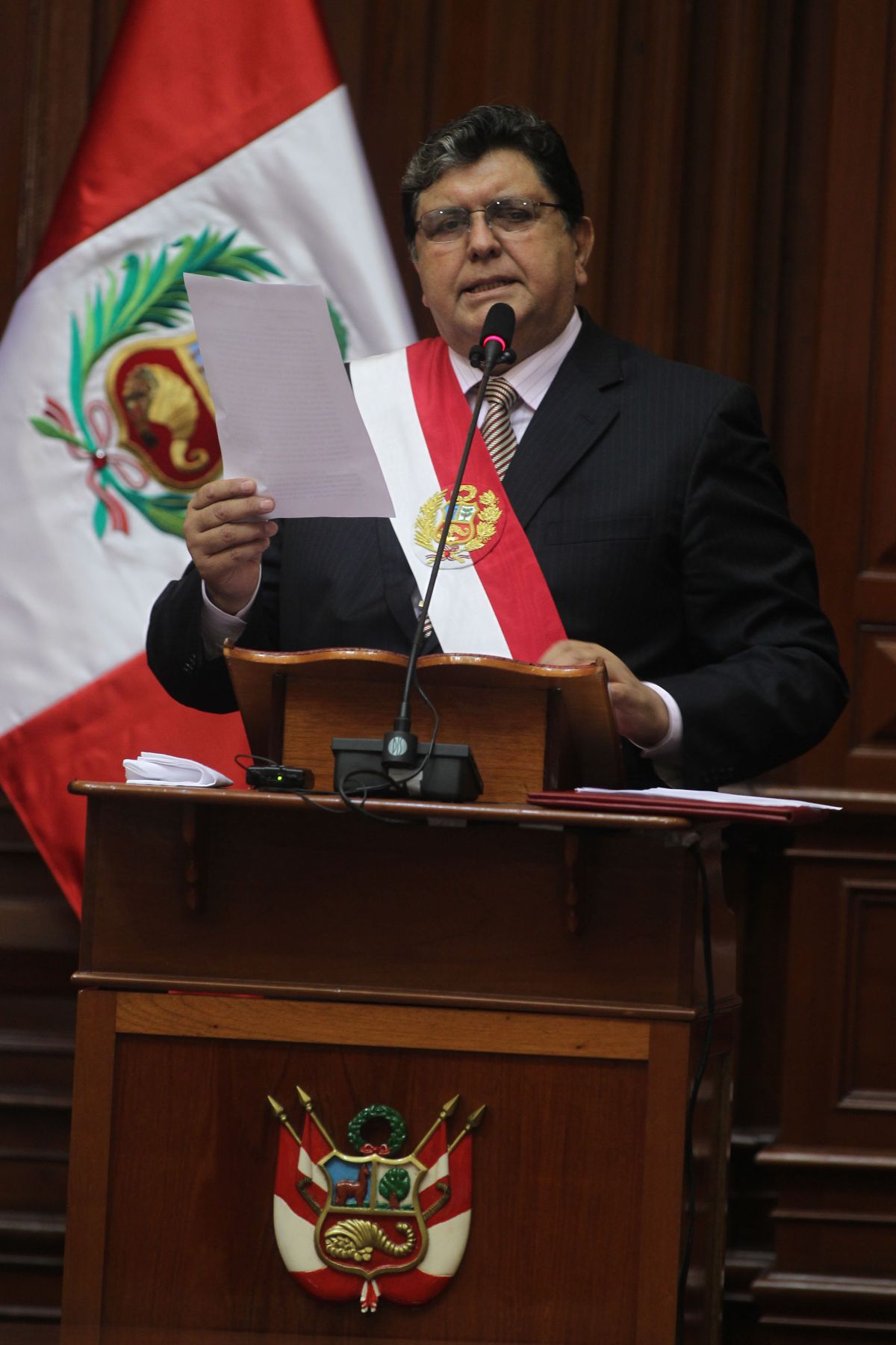 El presidente de la República, Alan García dirige su Mensaje a la Nación desde el Congreso de la República . Foto: ANDINA/Jack Ramón.