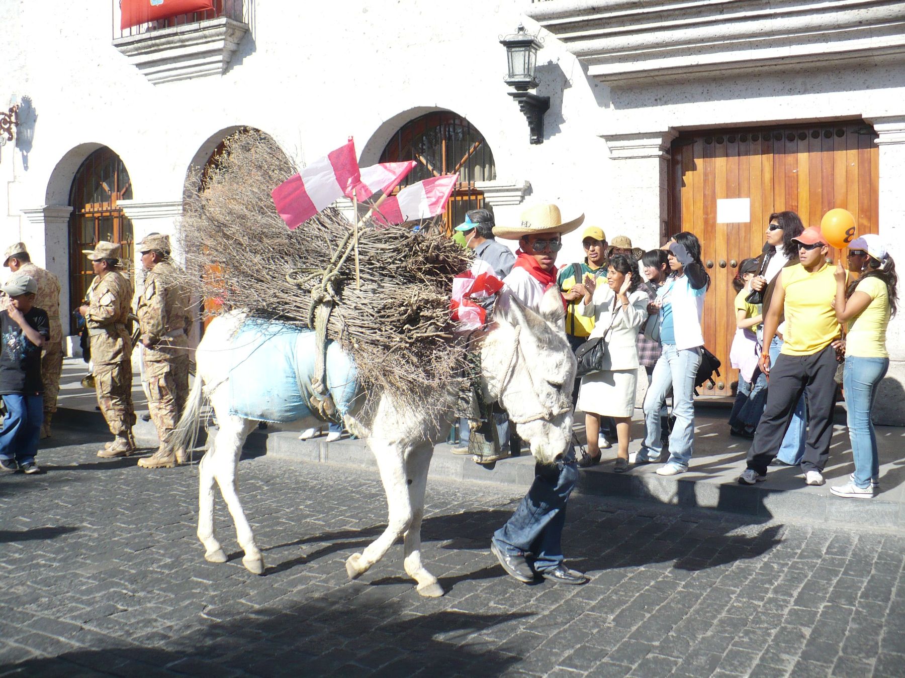 La entrada de ccapo es una costumbre arequipeña que consiste en el ingreso de burros cargados. Foto: Andina/Rocío Mendez.