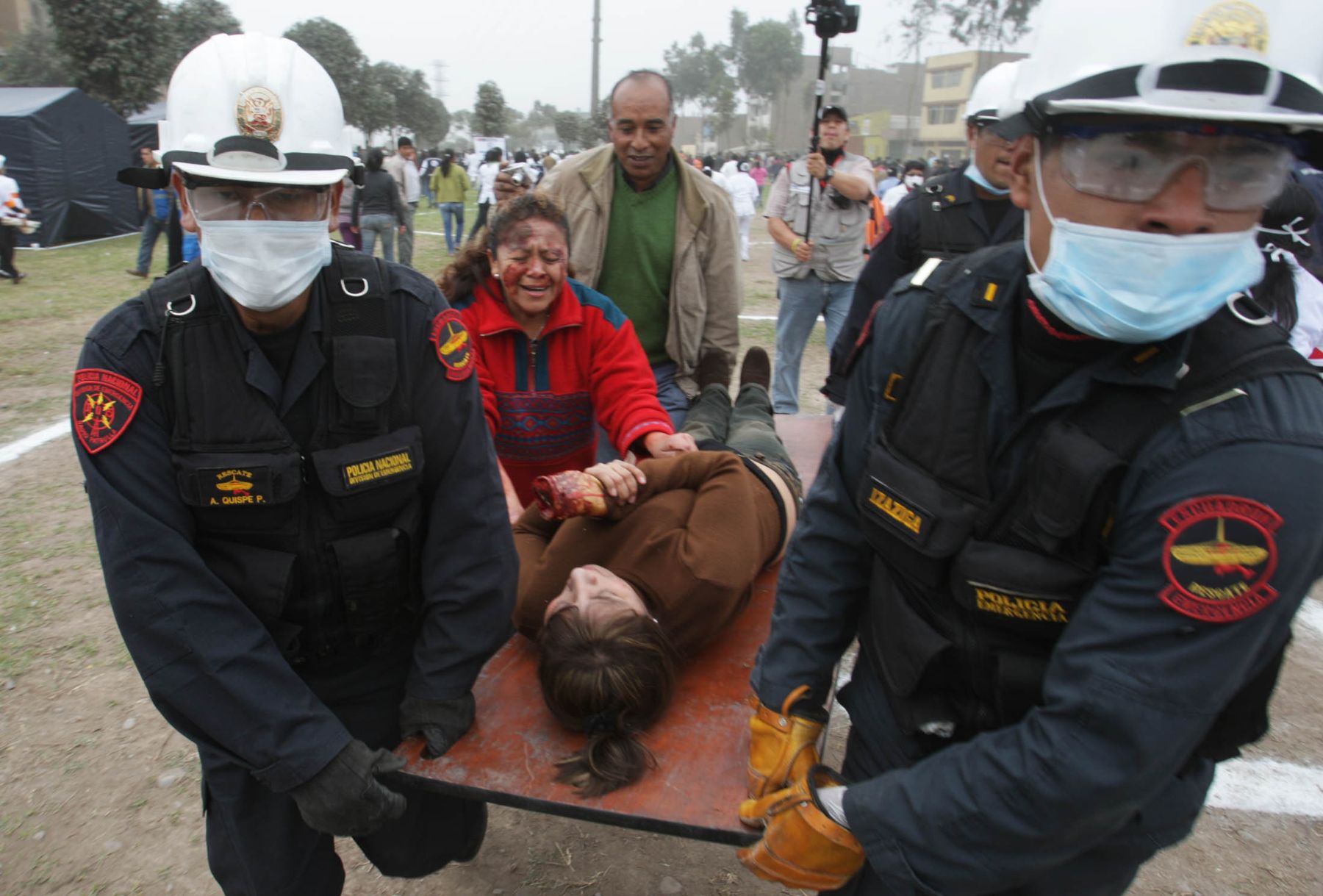 Simulacro nacional de sismo en el mercado ceres.Foto: ANDINA/Jack Ramón
