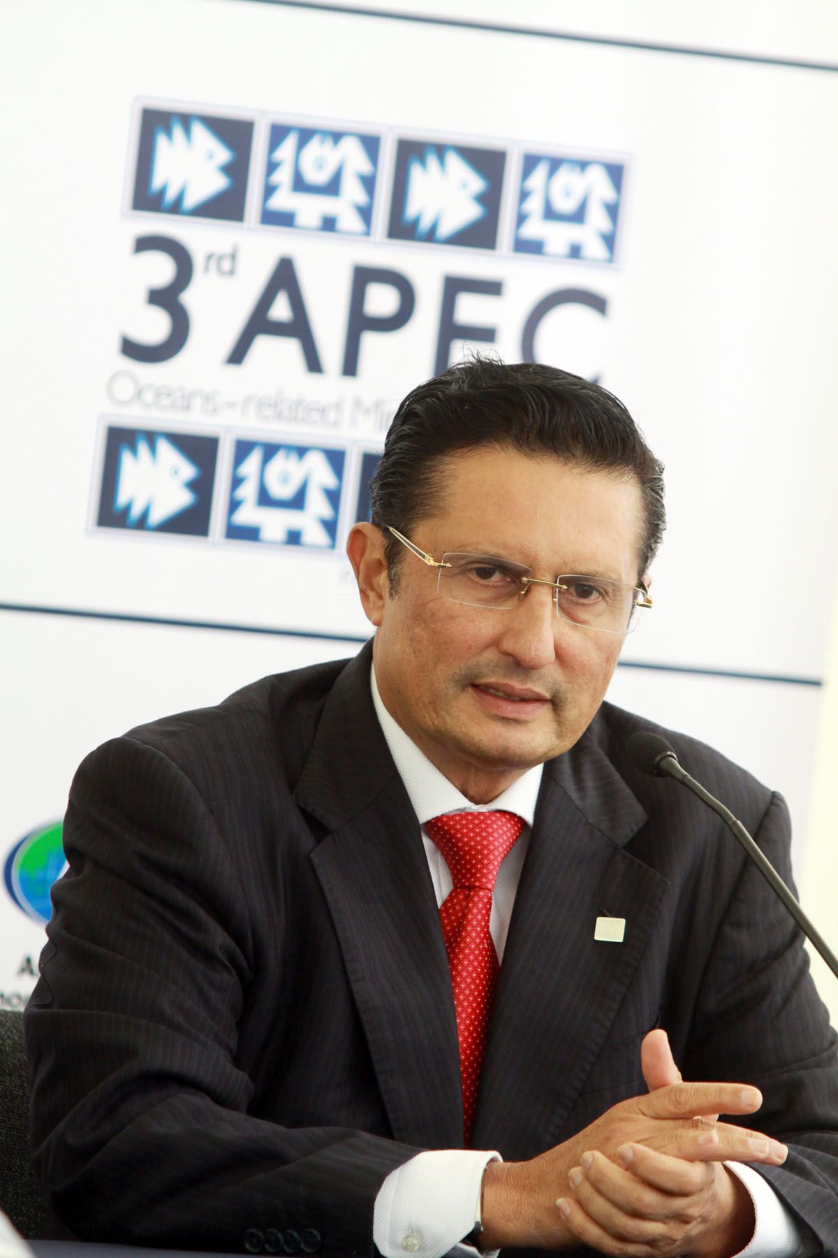 Fadel Muhammad, Ministro de Pesquería de Indonaesia, en la Tercera Reunión Ministerial del APEC de los Océanos (AOMM3) en la Ciuda de Paracas-Ica. Foto: ANDINA/Carlos Lezama
