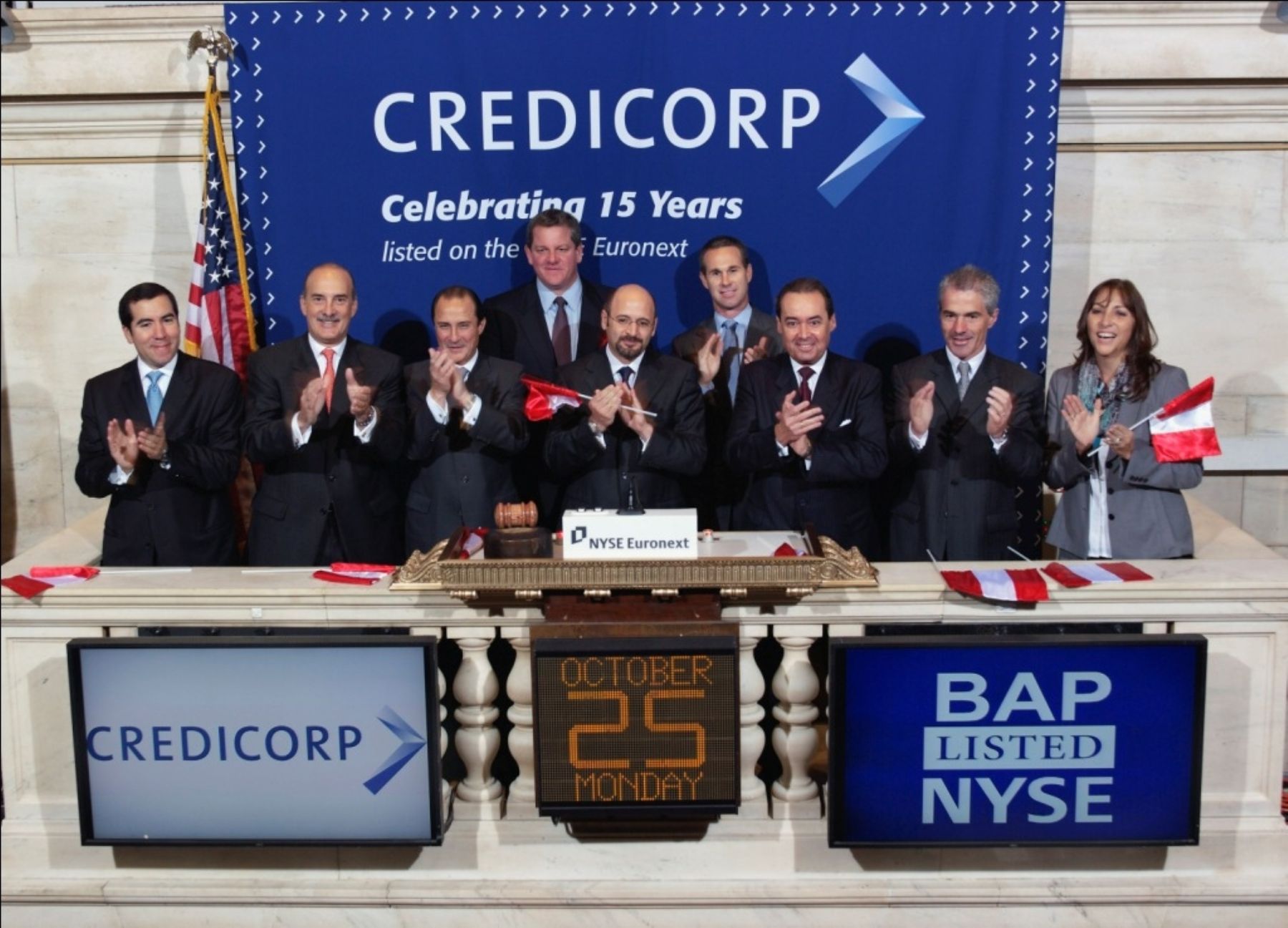 Credicorp rings NYSE opening bell on 15-year anniversary of listing.