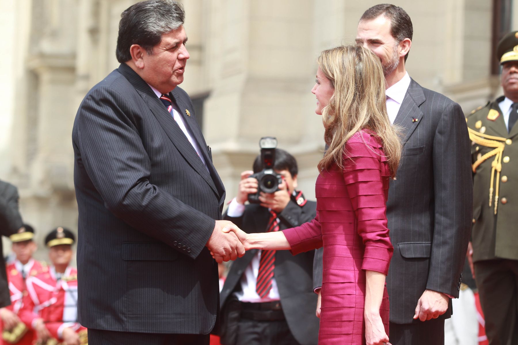 El Presidente Alan García recibe a los Principes de Asturias, Felipe de Borbón y Leticia Ortiz, en Palacio de Gobierno. Foto: ANDINA/ Piero Vargas