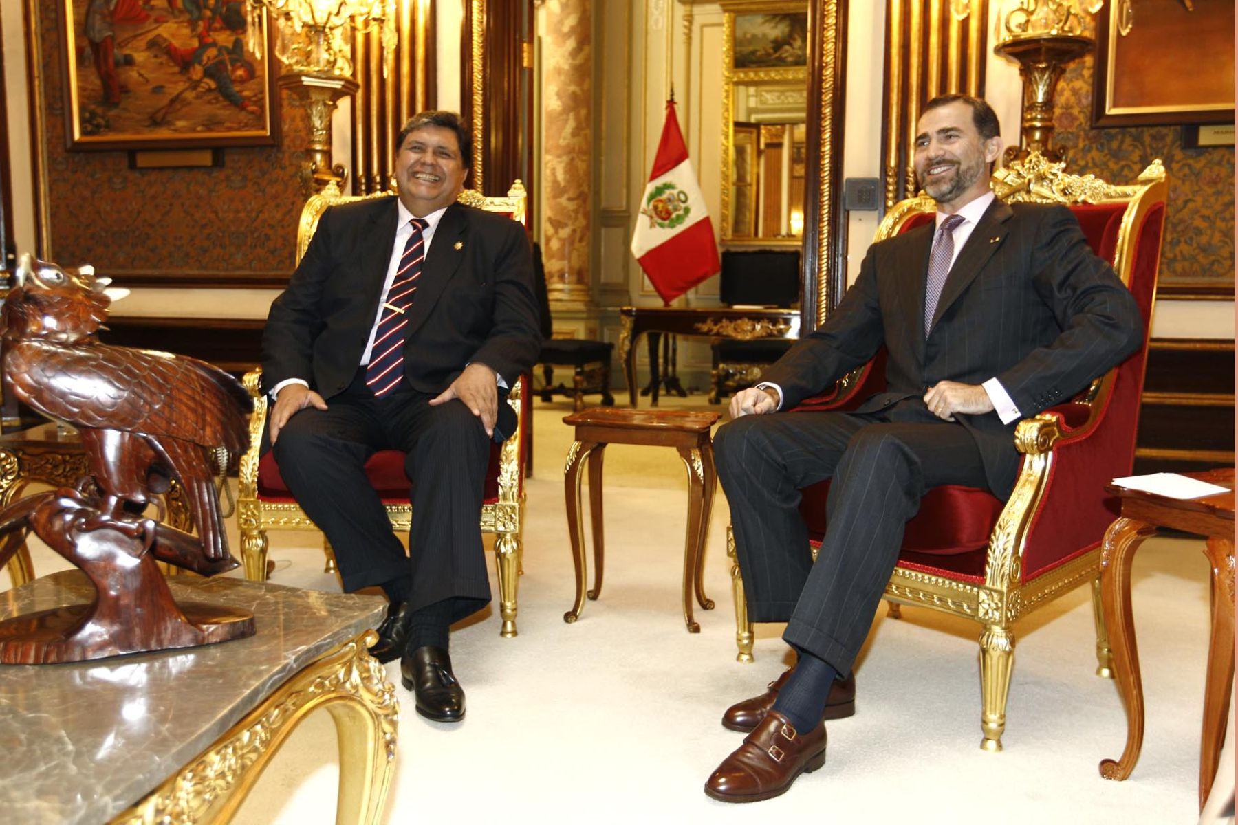 Presidente Alan García se reúne con el príncipe de Asturias, Felipe de Borbón en Palacio de Gobierno. Foto: Sepres