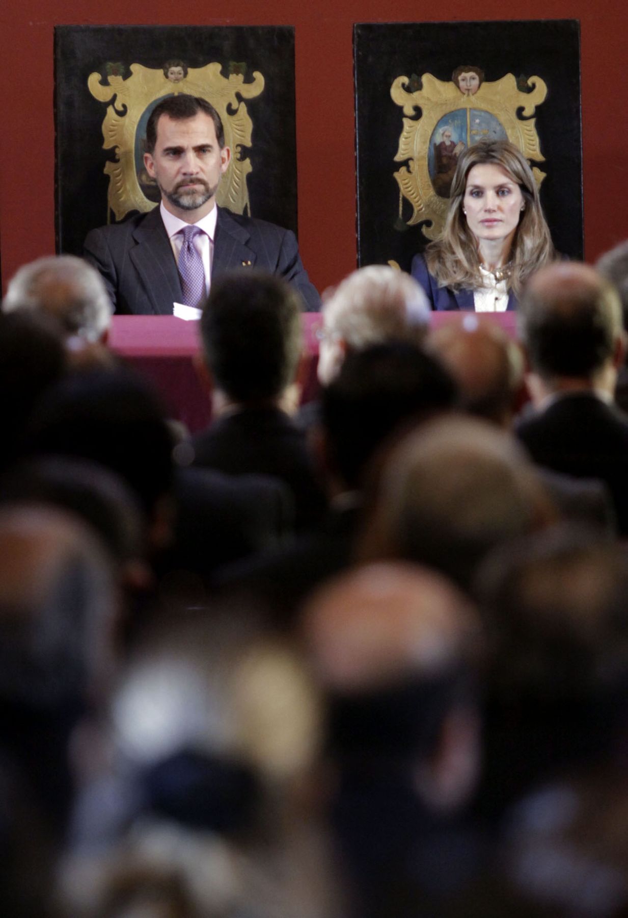 El Príncipes de Asturias, Felipe de Borbón y su esposa, Letizia Ortiz, asisten esta tarde a reunión académica en la Universidad Nacional Mayor de San Marcos, la más antigua de América. 
Foto: ANDINA/Alberto Orbegoso
