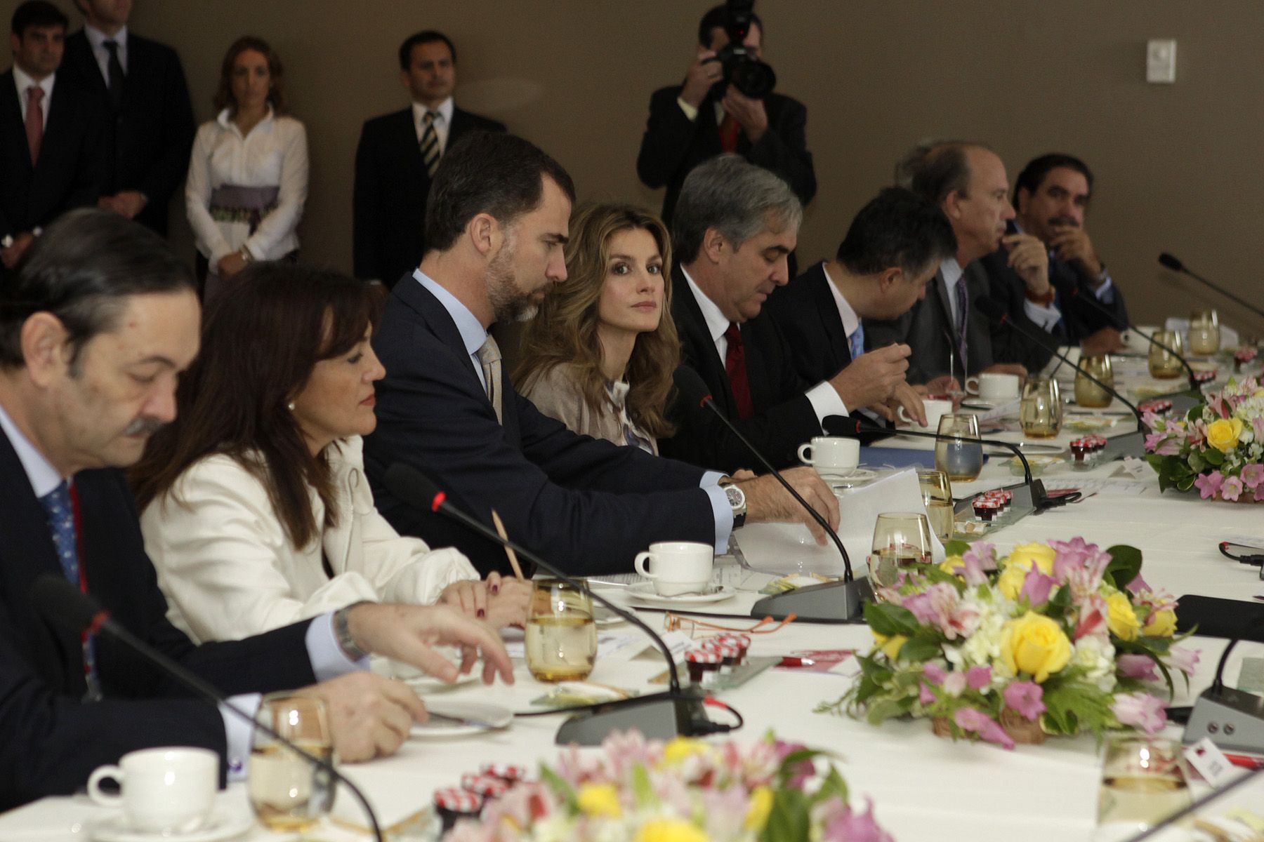 Los Príncipes de Asturias, Felipe de Borbón y Letizia Ortiz, desayunan junto a representantes de empresas españolas en conocido hotel del distrito de Miraflores.
Foto: ANDINA/Rubén Grández