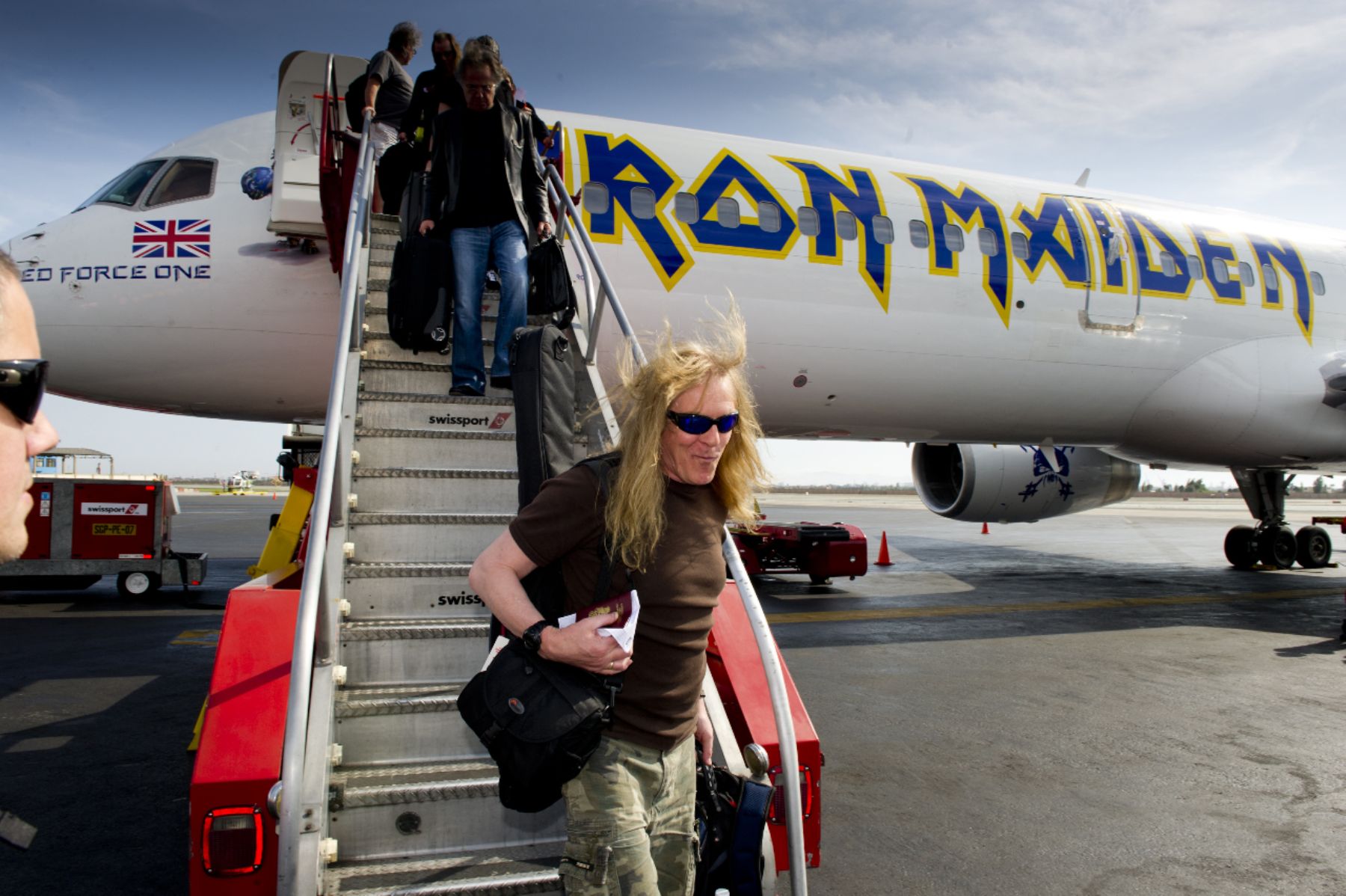 Arribó a nuestro país la leyenda del metal, IRON MAIDEN en el  Boeing 757 denominado Ed Force One, piloteado por el cantante  Bruce Dickinson. Foto: ANDINA/ Difusión