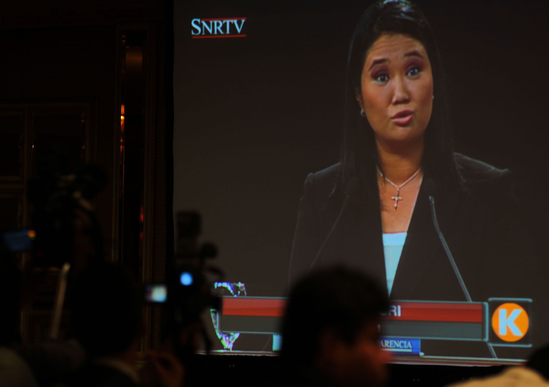 La candidata Keiko Fujimori expone durante el debate presidencial en el Hotel Sheraton.  Foto: ANDINA/ Piero Vargas