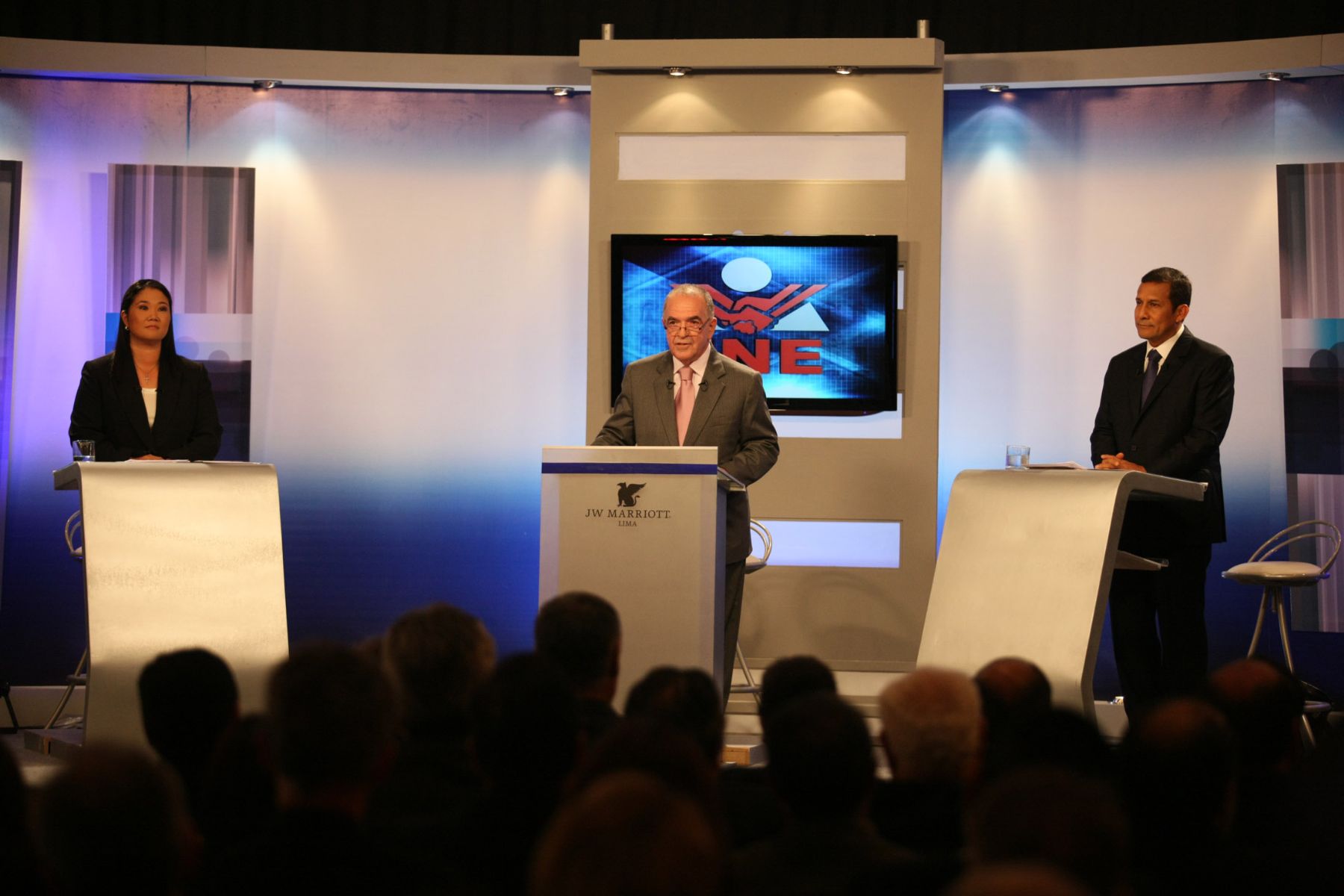 Debate presidencial de esta noche entre los candidatos Keiko Fujimori y Ollanta Humala en el Hotel Marriot de Miraflores. Foto.Foto: ANDINA/ Difusión
