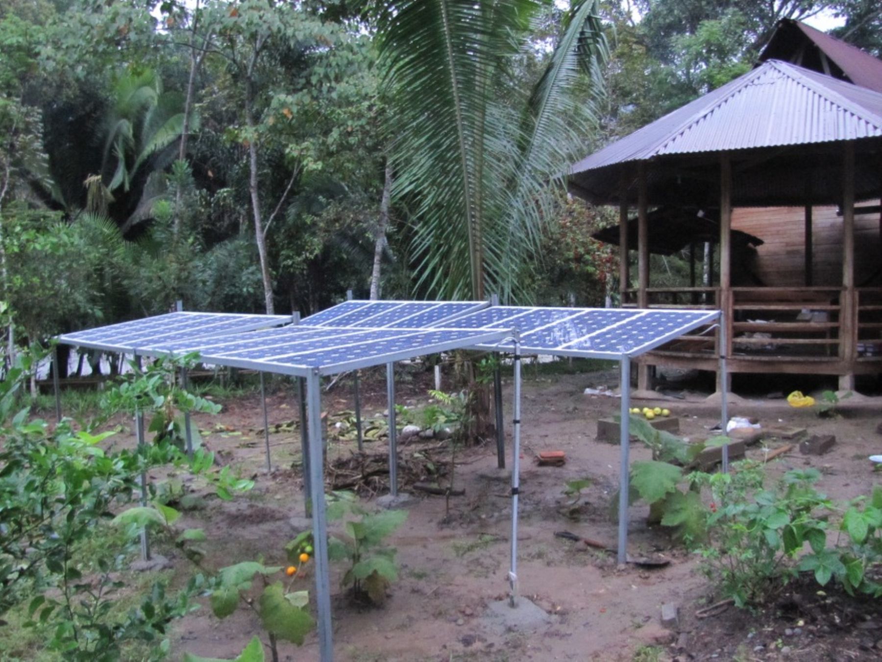 Instalan 16 paneles solares en la reserva nacional Río Abiseo, en San Martín, para transformar la energía solar directamente en energía eléctrica. Foto: Sernanp.