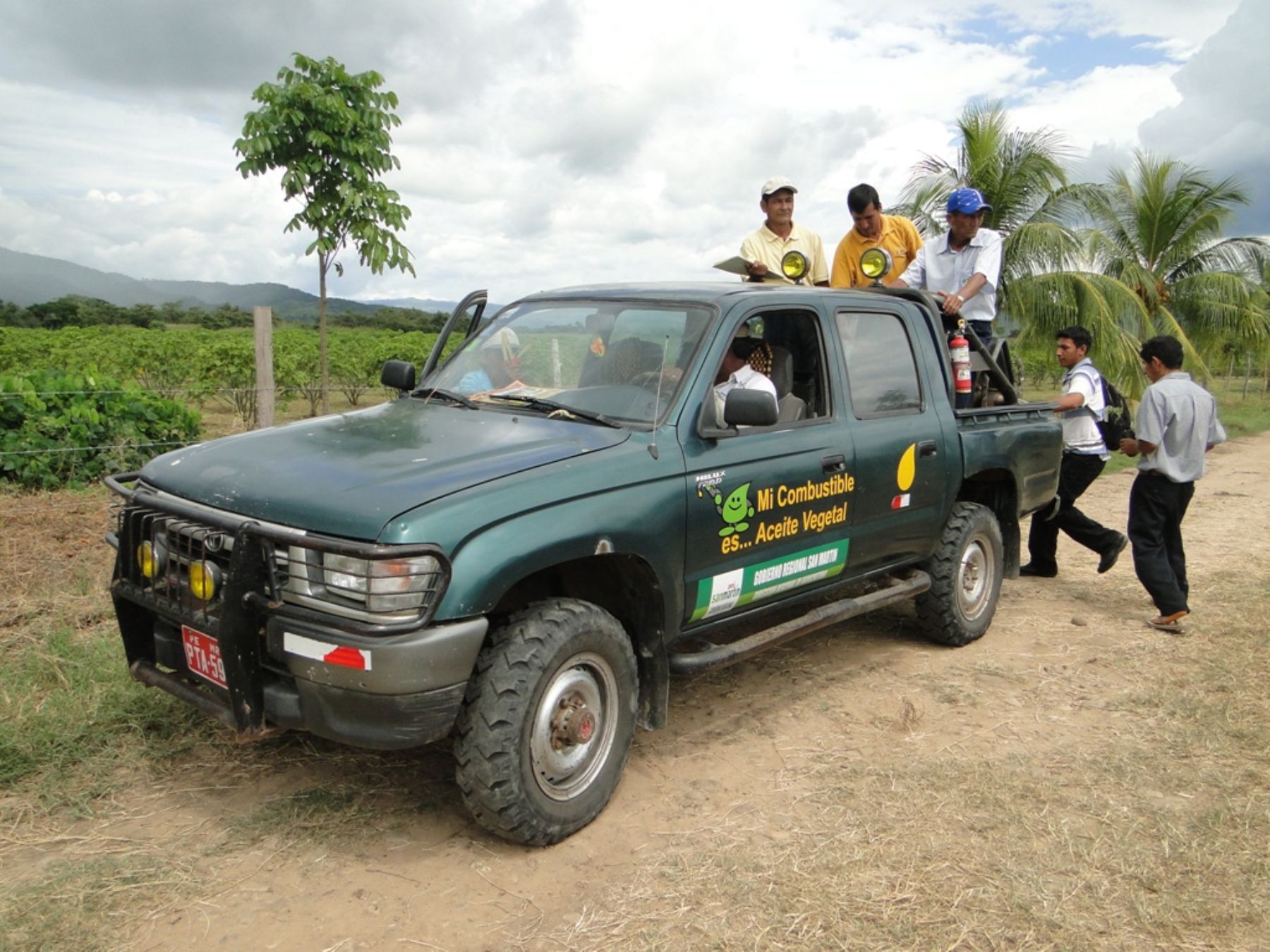 Vehículo usa como combustible para circular aceite de piñón planco. Foto: Proyecto Piñón.