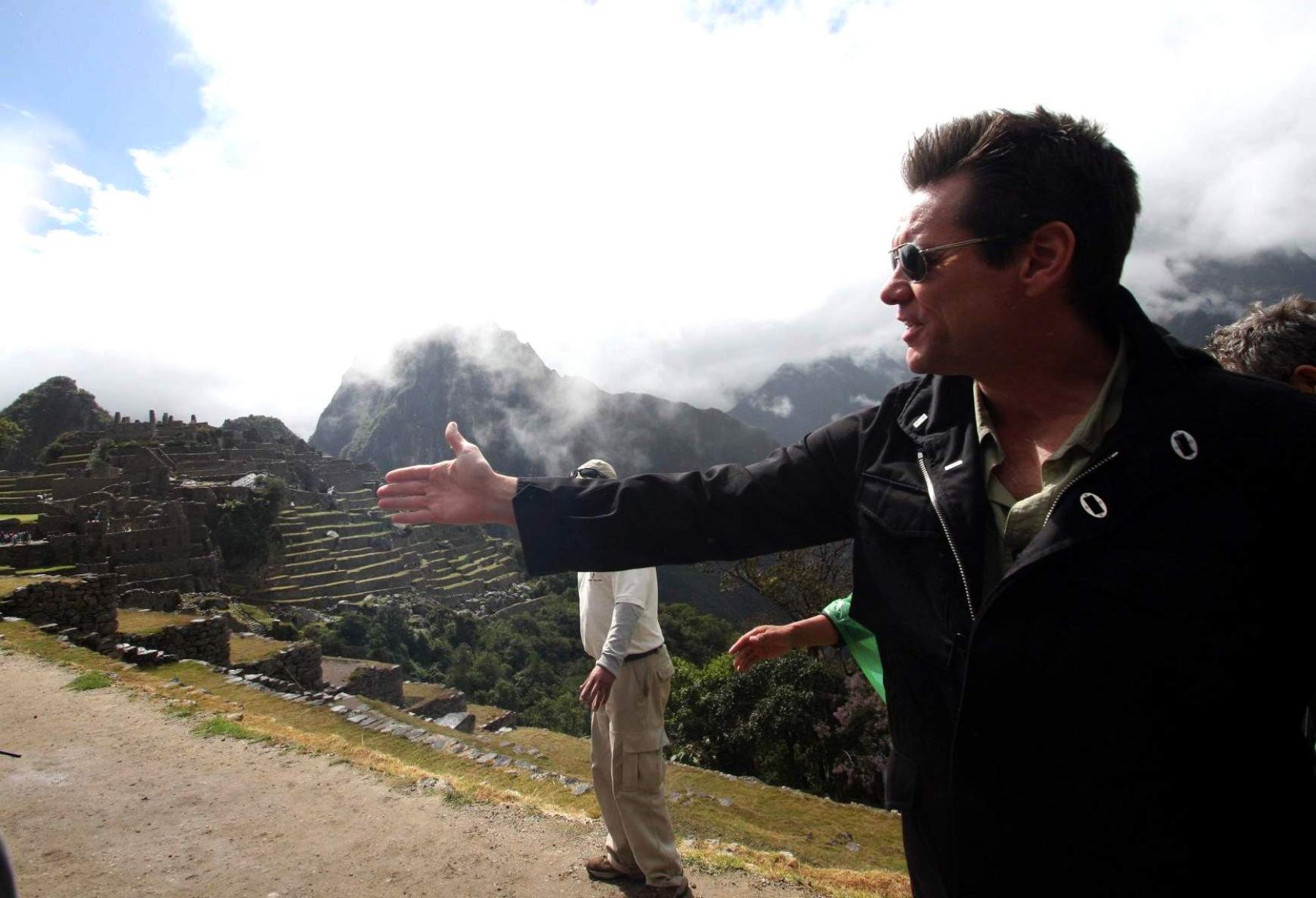 El actor canadiense Jim Carrey visitó esta tarde la ciudadela incaica de Machu Picchu, en Cusco. Foto: ANDINA / Percy Hurtado.