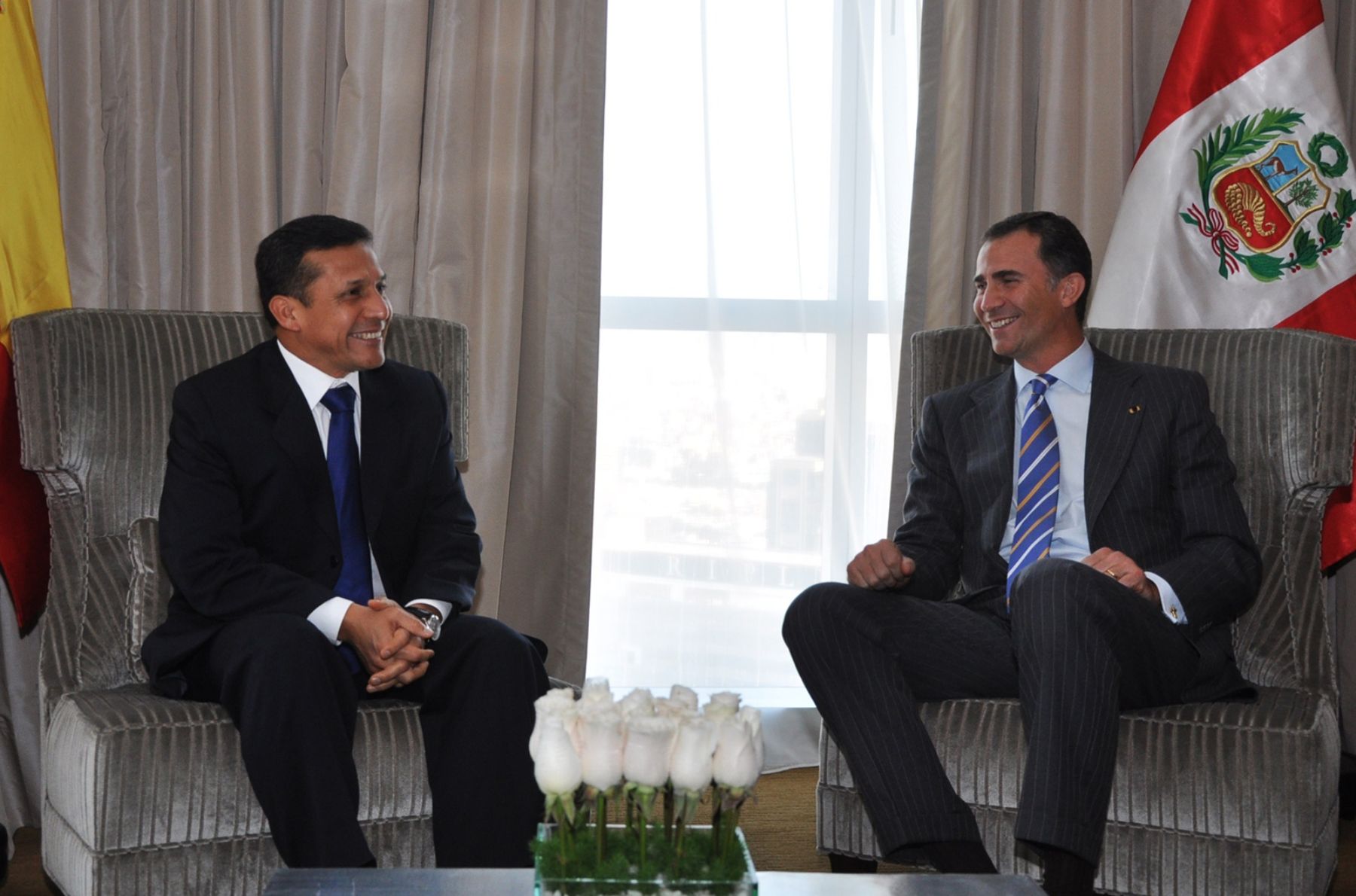 Presidente electo del Perú, Ollanta Humala Tasso, sostuvo esta tarde reunión con el Príncipe de Asturias, Felipe de Borbón, quien arribó a Lima para participar de las ceremonias por el cambio de mando.
 Foto: ANDINA/ Gana Perú