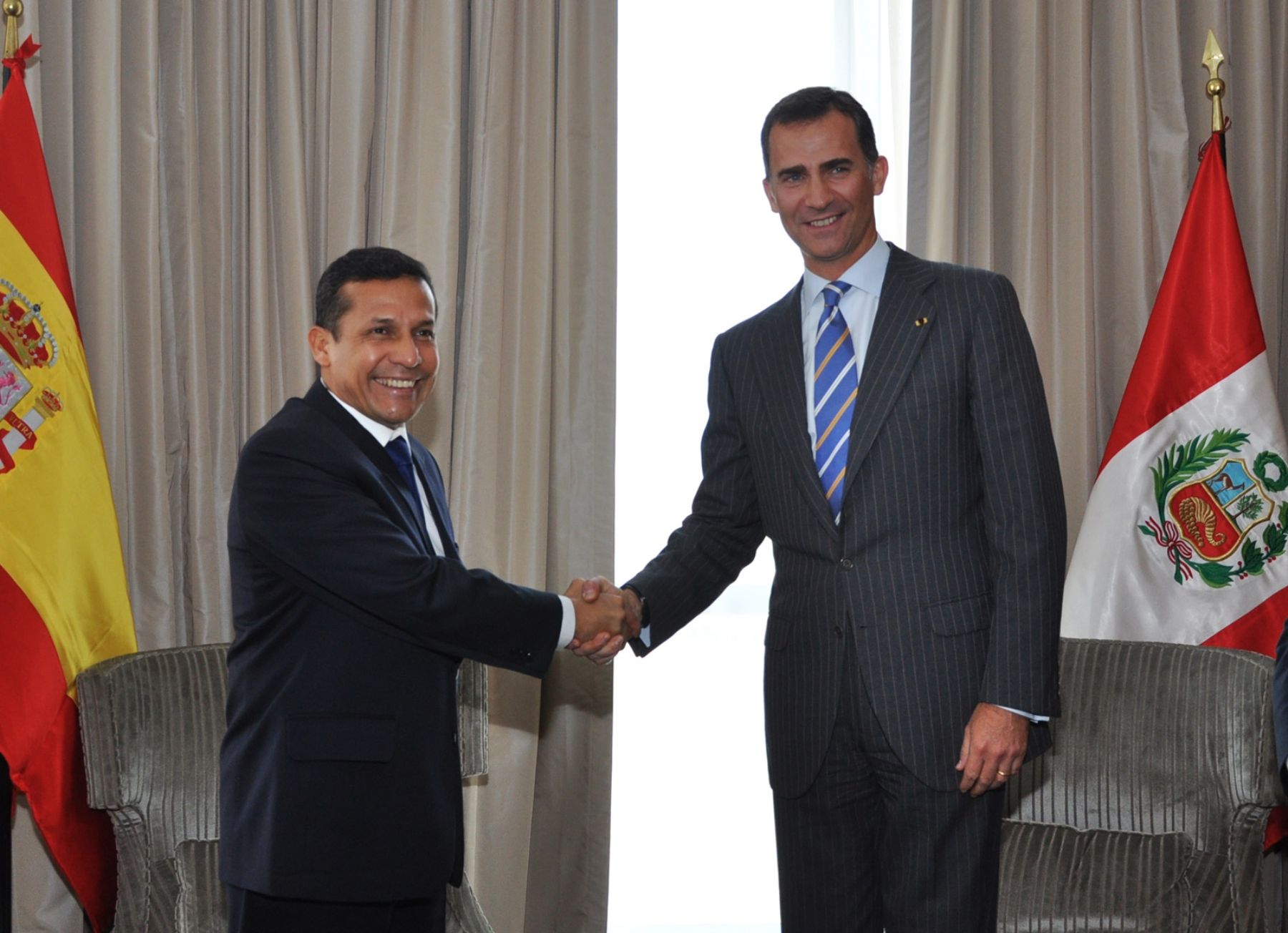 Presidente electo del Perú, Ollanta Humala Tasso, sostuvo esta tarde reunión con el Príncipe de Asturias, Felipe de Borbón, quien arribó a Lima para participar de las ceremonias por el cambio de mando.
 Foto: ANDINA/ Gana Perú
