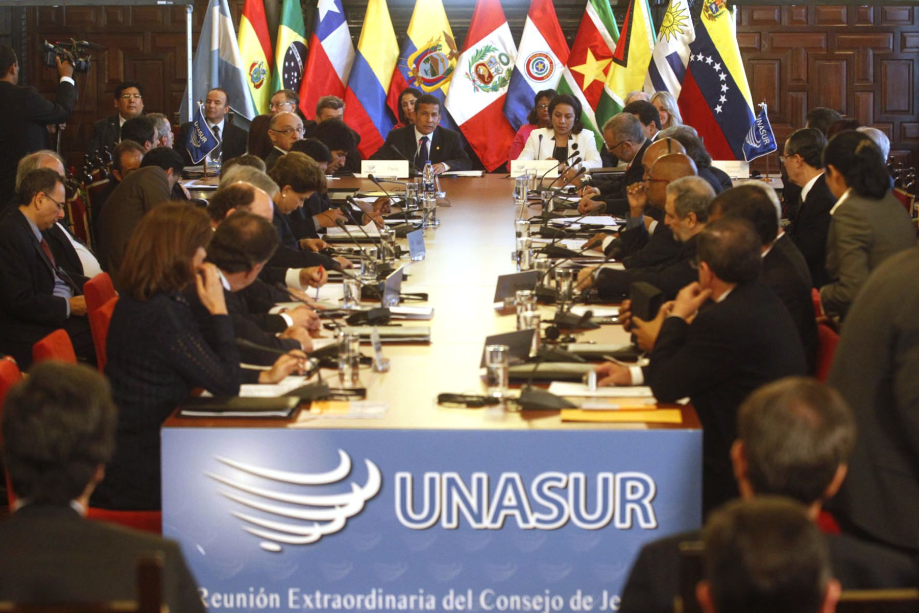 Reunión Extraordinaria del Consejo de Jefas y Jefes de Estado y de Gobierno de la Unasur, en Palacio de Gobierno en Lima. 
Foto: ANDINA/archivo