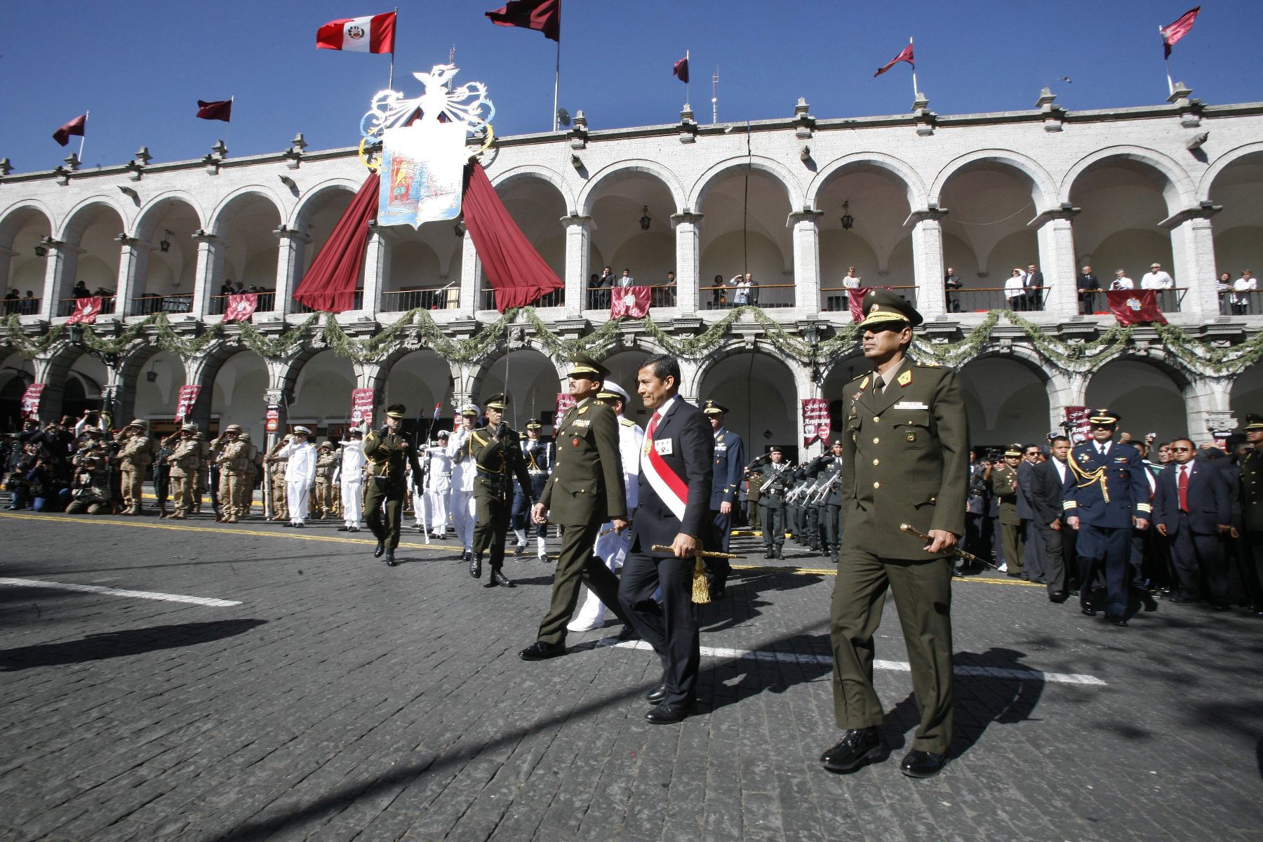 Presidente de la República, Ollanta Humala,  participa de actividades protocolares por el  471 aniversario de Arequipa.
Foto: ANDINA / Fredy Salcedo