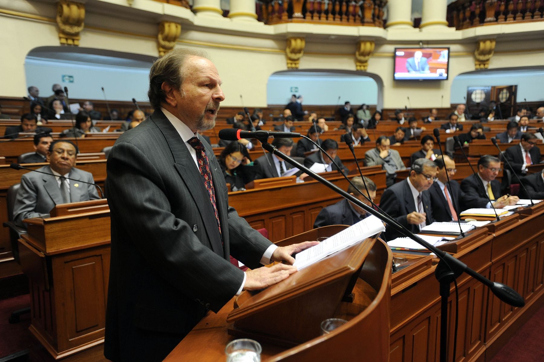 Presidente del Consejo de Ministros, Salomón Lerner , durante presentación esta mañana ante el Congreso de la República.Foto: ANDINA/CDR