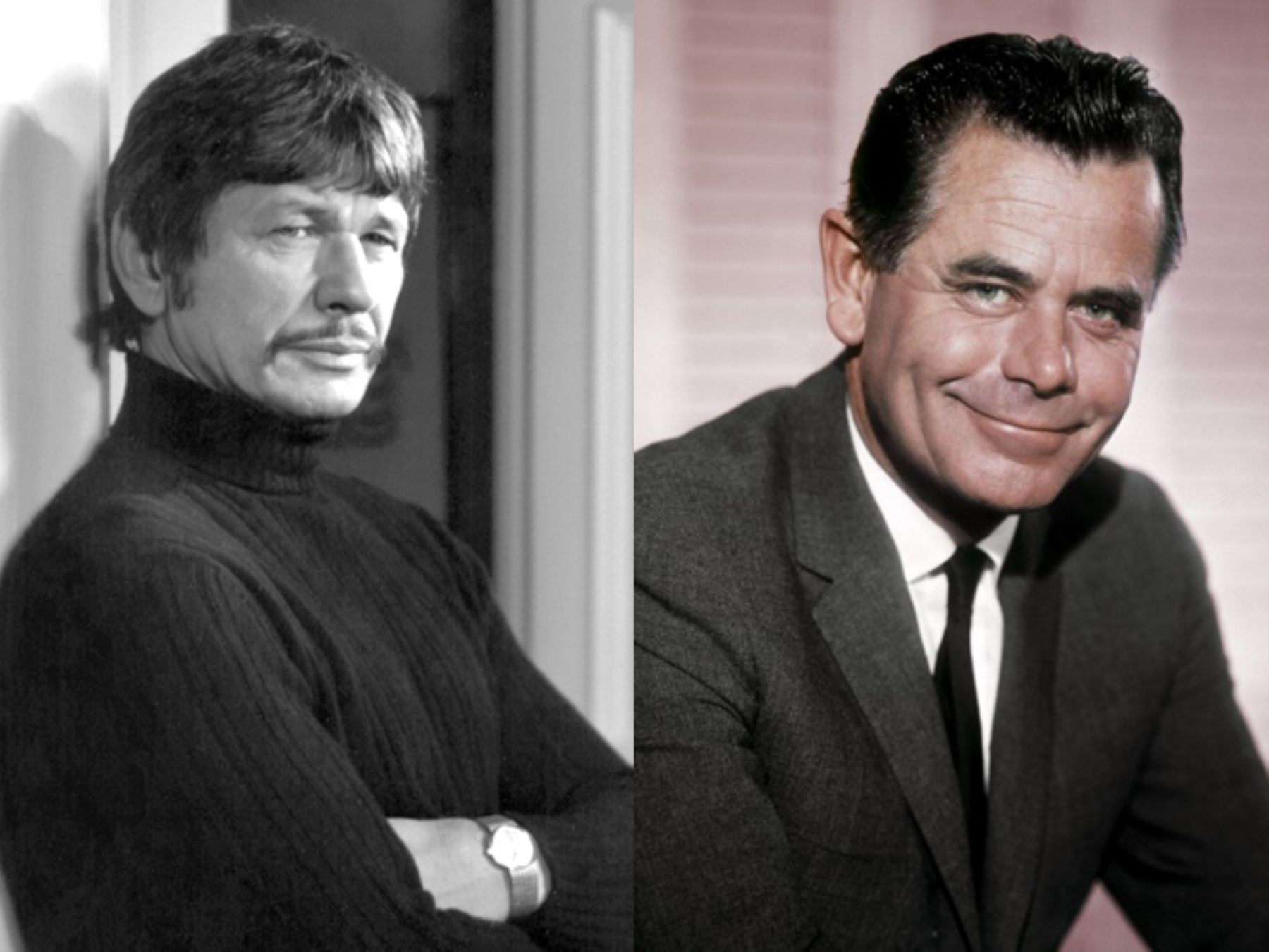 Actores estadounidenses Charles Bronson y Glenn Ford. ANDINA