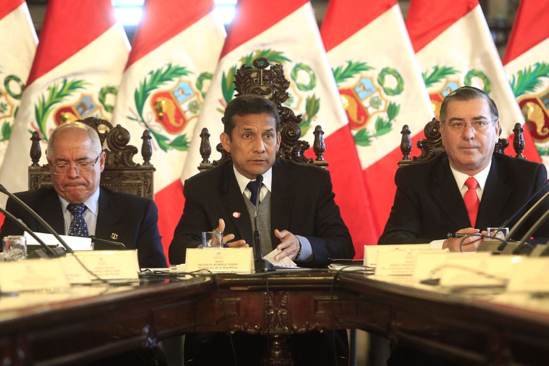 Presidente de la República, Ollanta Humala,  preside sesión del Consejo Nacional de Seguridad Ciudadana en palacio de Gobierno.
 Foto: ANDINA/ Presidencia de la República.