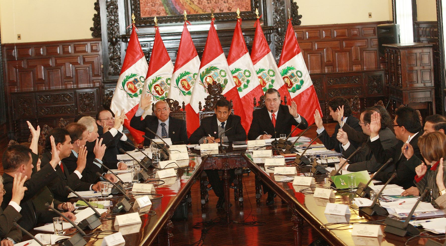 Presidente de la República, Ollanta Humala,  preside sesión del Consejo Nacional de Seguridad Ciudadana en palacio de Gobierno.  
Foto: ANDINA/Norman Córdova