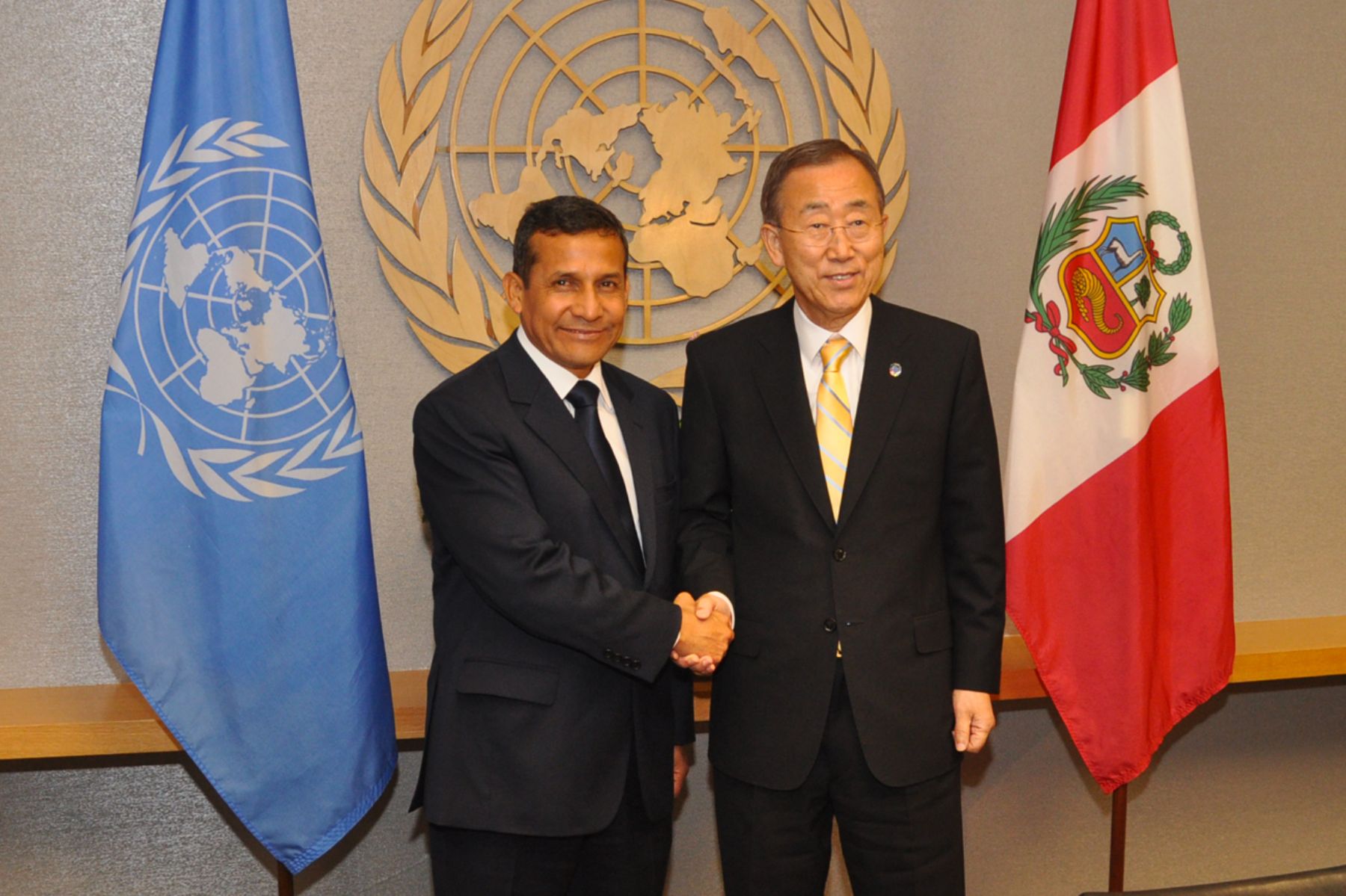 Presidente de la República, Ollanta Humala, junto al Secretario General de la ONU, Ban Ki-moon.
 Foto: ANDINA/Prensa Presidencia