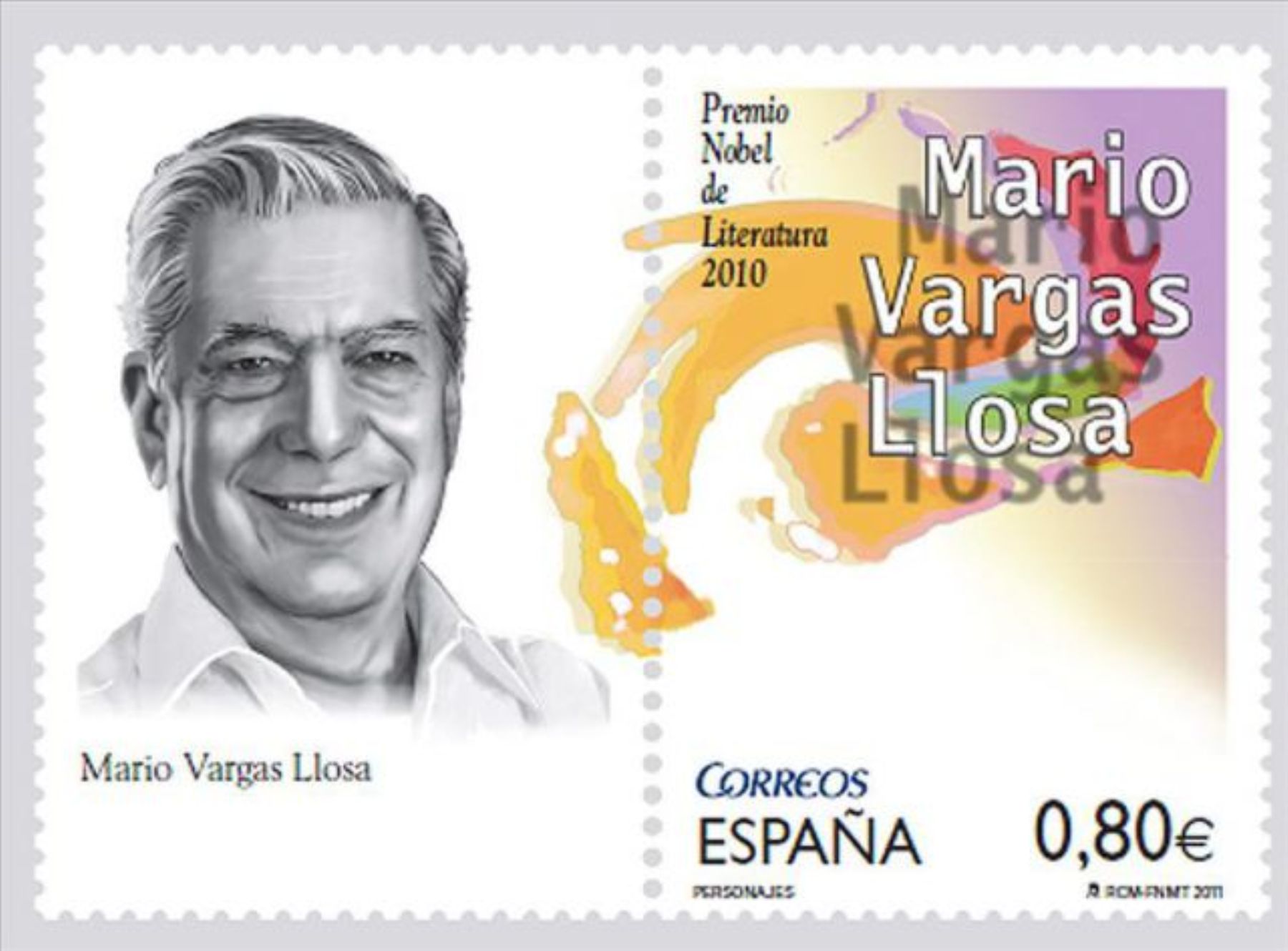 Spain showcases a special seal dedicated to Nobel Laureate Mario Vargas Llosa. Photo: ANDINA/ Difusión