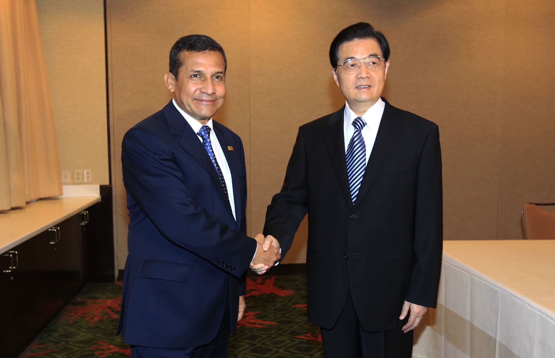 El presidente de la República, Ollanta Humala Tasso, se reúne con su homólogo de la República Popular China, Hu Jintao.
 Foto: ANDINA/Prensa Presidencia.